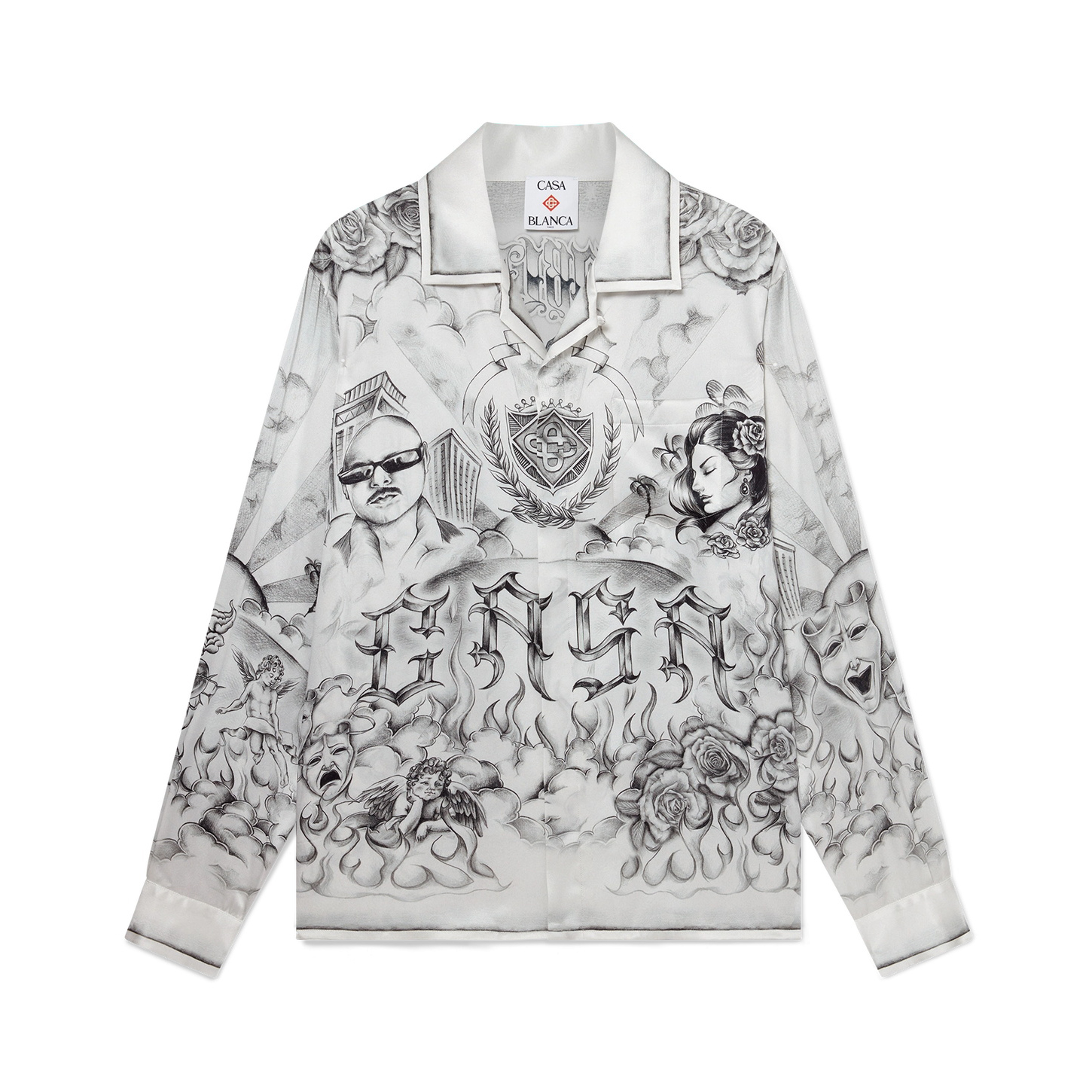 NIGO Casablanca Women's Summer Black and White Patterned Comfortable Loose Single-Breasted Long-Sleeved Shirt #nigo77399