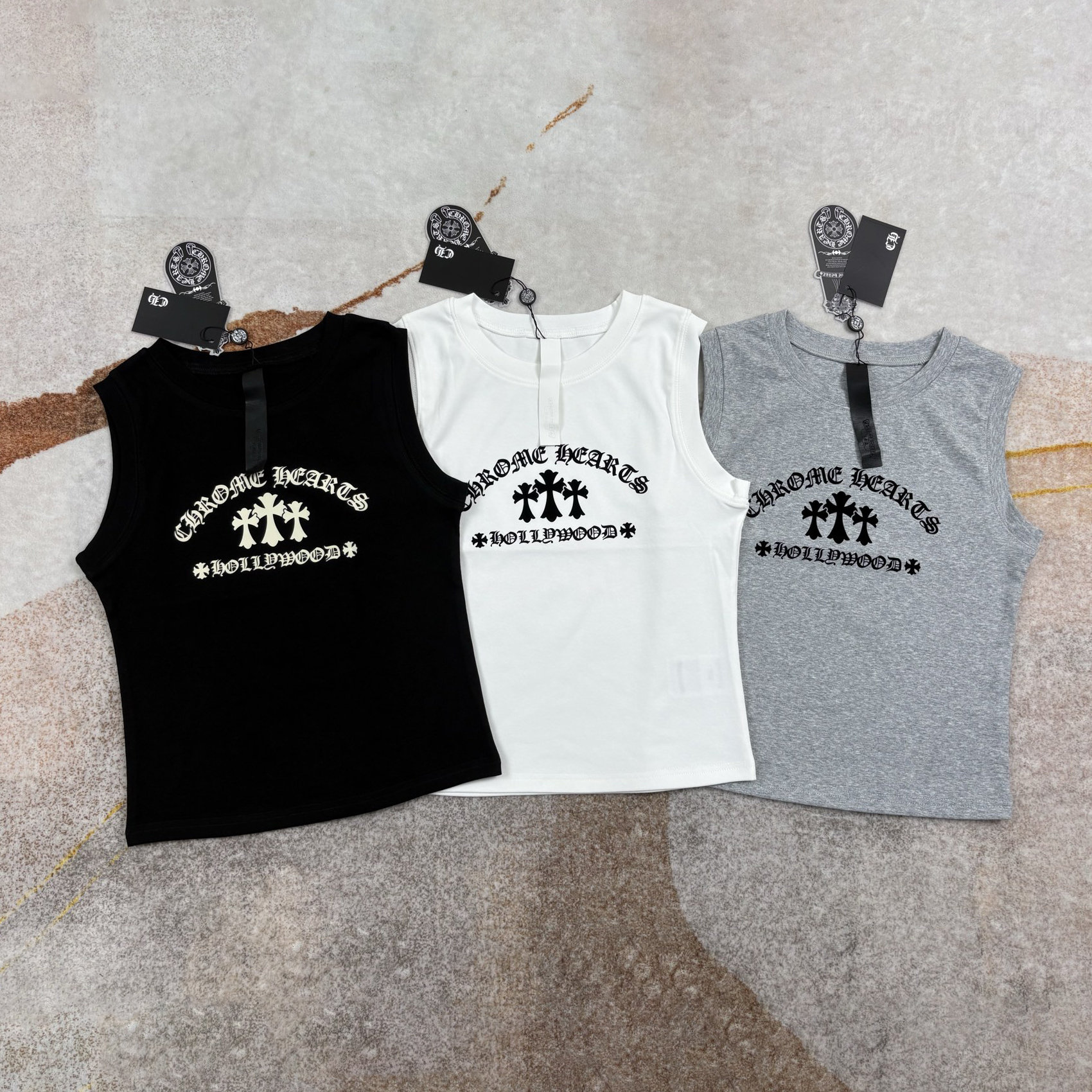 NIGO Chrome Hearts Women's Summer Solid Color Letter Print Round Neck Sleeveless Tank Top #nigo77397