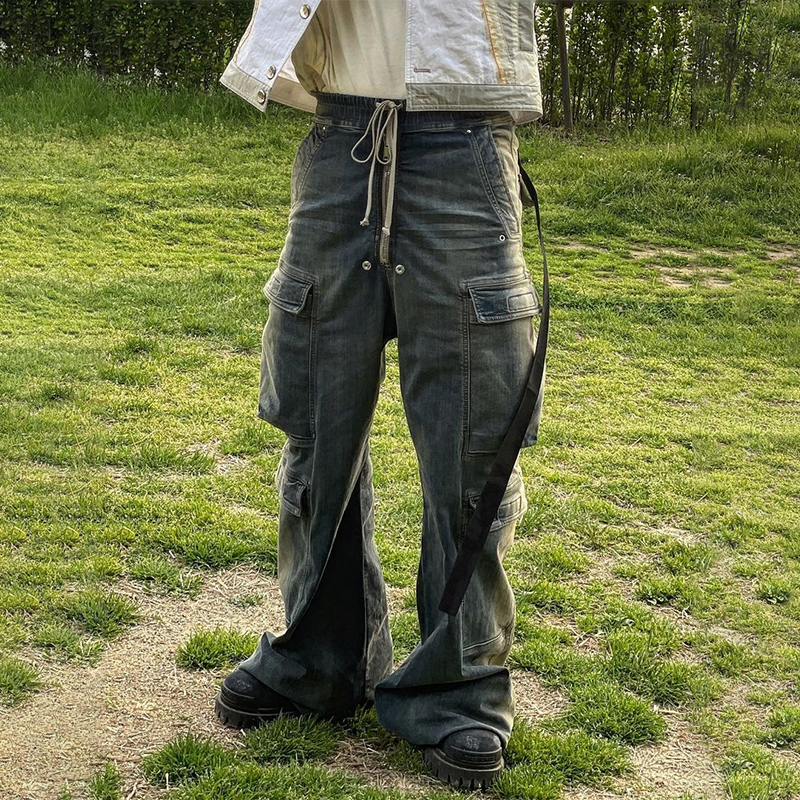 NIGO Rick Owens Men's Four Seasons High Street Wide Leg Loose Washed Casual Gradient Color Straight Pants Jeans Ngvp #nigo1822