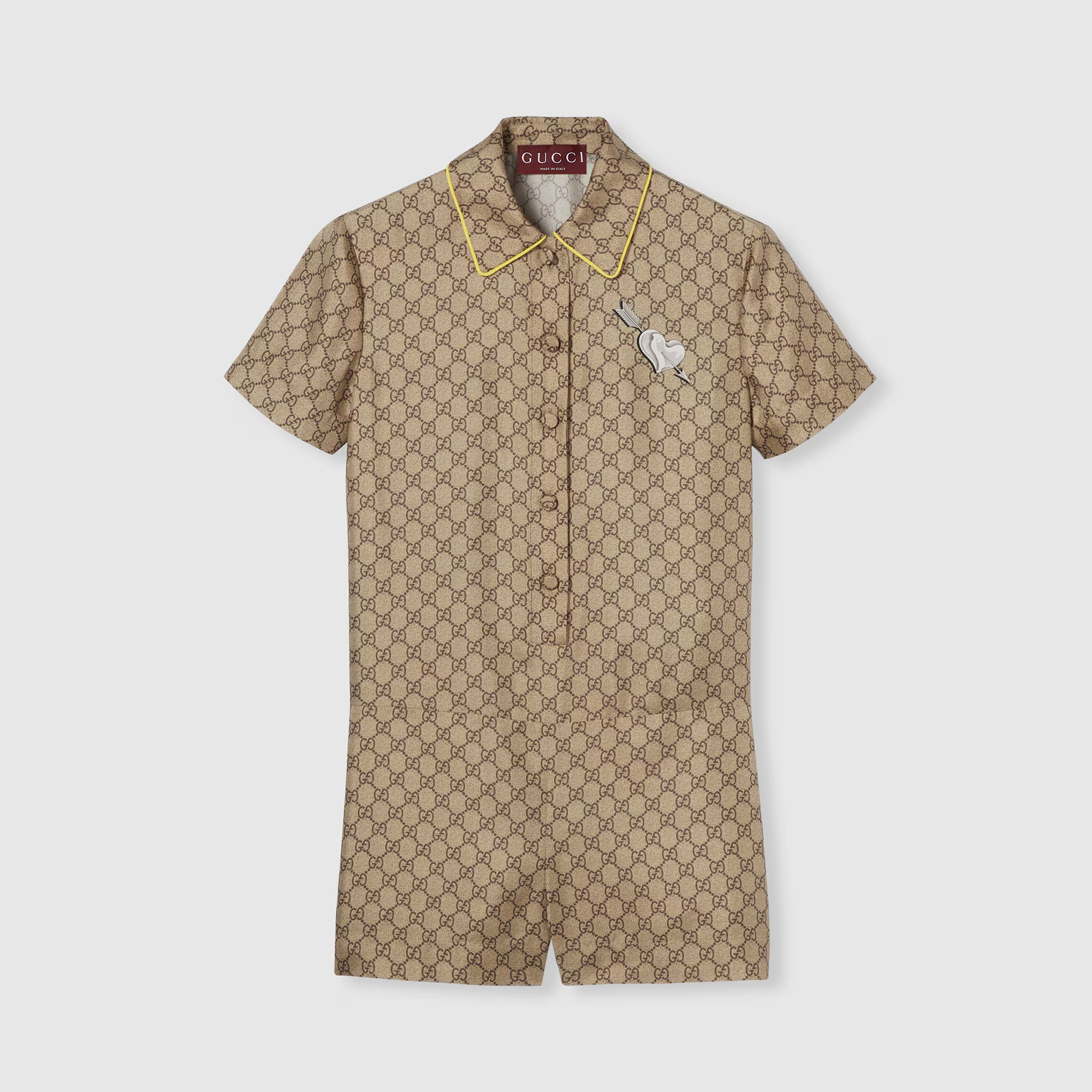 NIGO Gucci Women's Spring/Summer Solid Color Logo Print Cotton Single-Breasted Short-Sleeved Jumpsuit #nigo77415