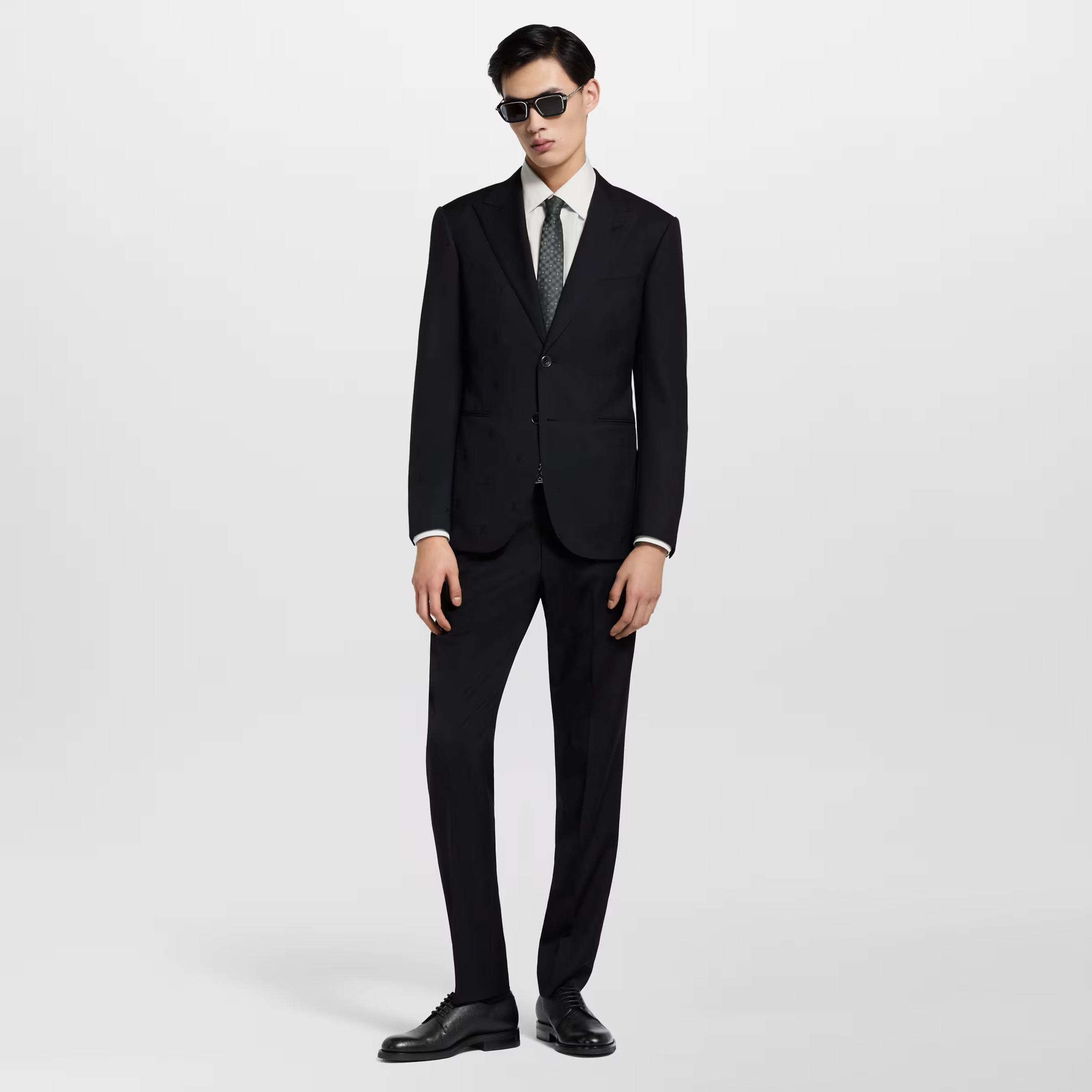 NIGO Louis Vuitton Men's Spring/Autumn Solid Colour Embroidered Hidden Pattern Printed V-Neck Single-Breasted Long-Sleeved Suit Jacket and Trousers Set Suit #nigo77442