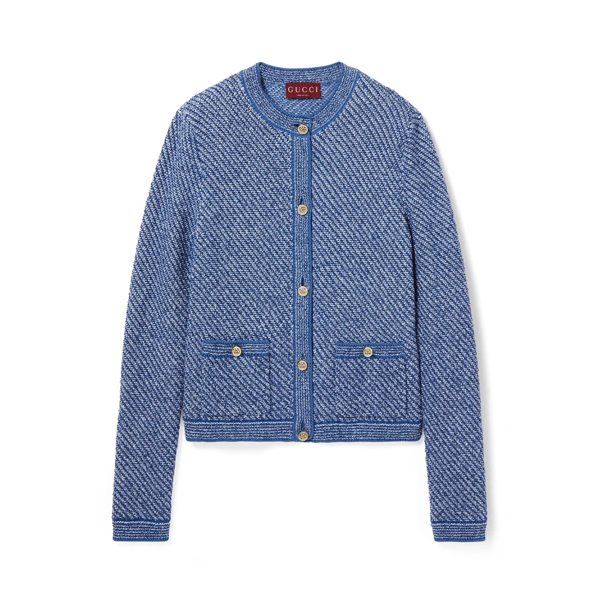 NIGO Gucci Women's Spring/Autumn Solid Color Striped Print Round Neck Single Button Long Sleeve Knitted Cardigan Jacket #nigo77432