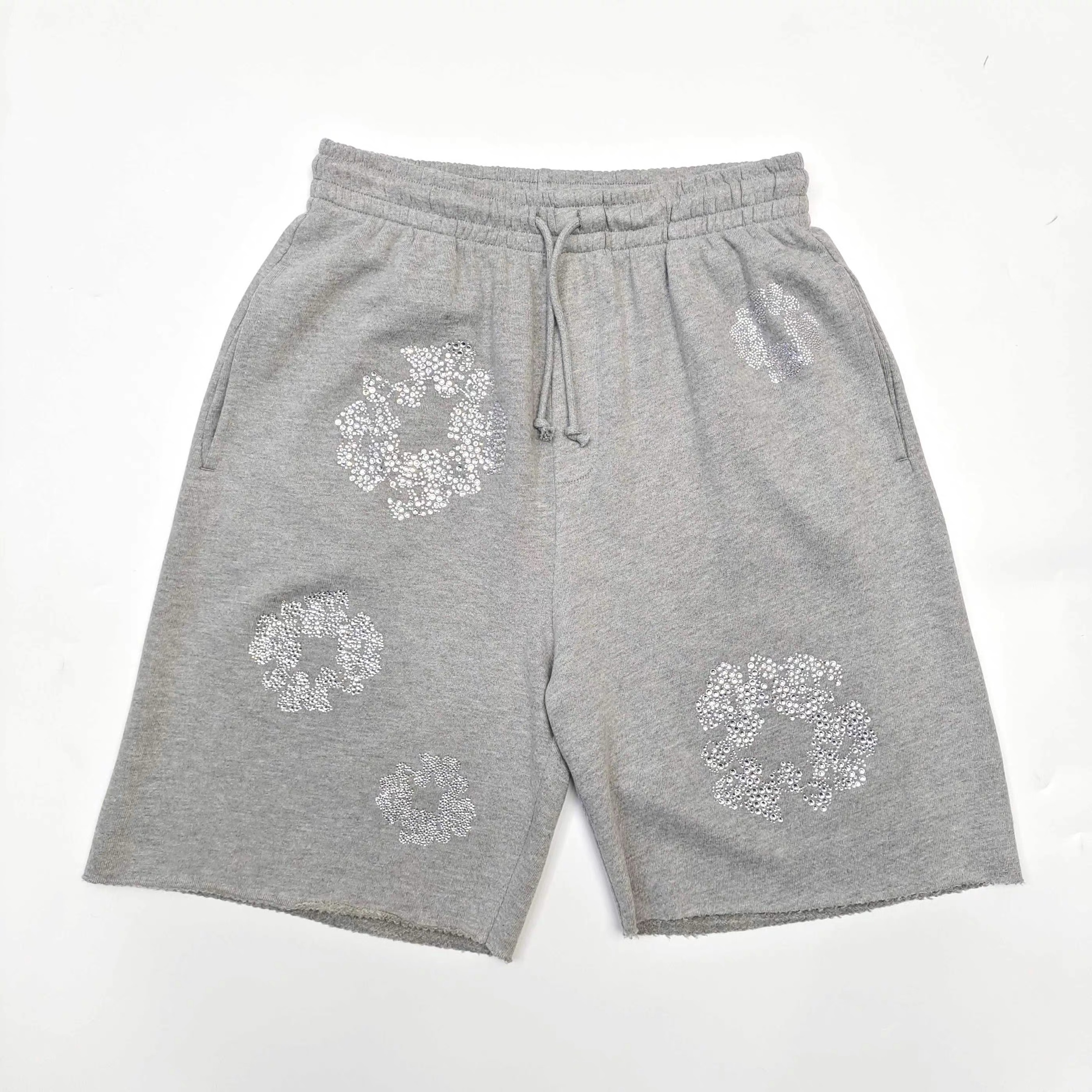 NIGO Denim Tears X Swarovski Men's Women's Summer Floral Rhinestone Solid Color Drawstring Tie Cotton Cashmere Casual Shorts Ngvp #nigo1826