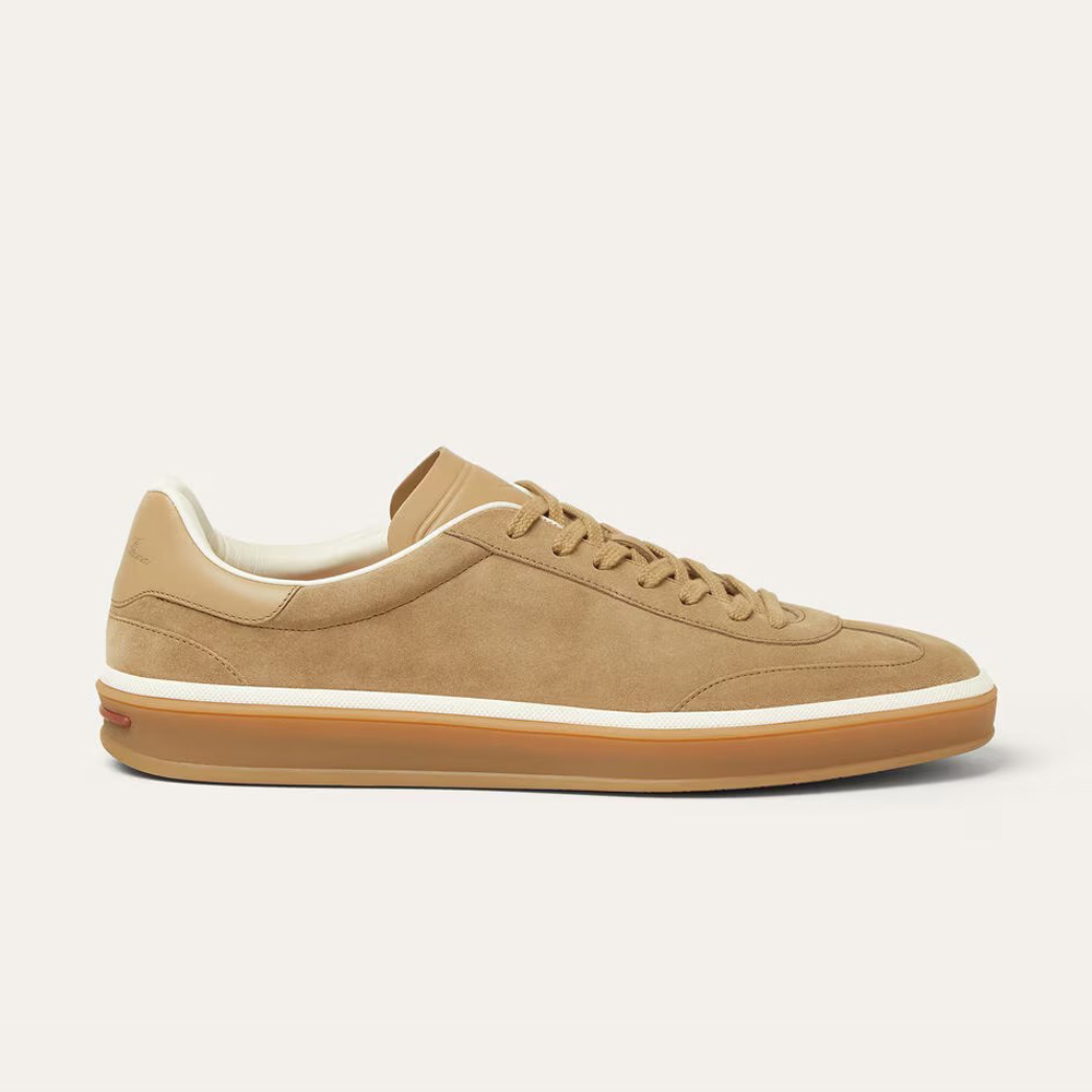 NIGO Loro Piana Tennis Walk Men's Solid Color Round Toe Lace-Up Calfskin Low-Top Training Shoes #nigo77437