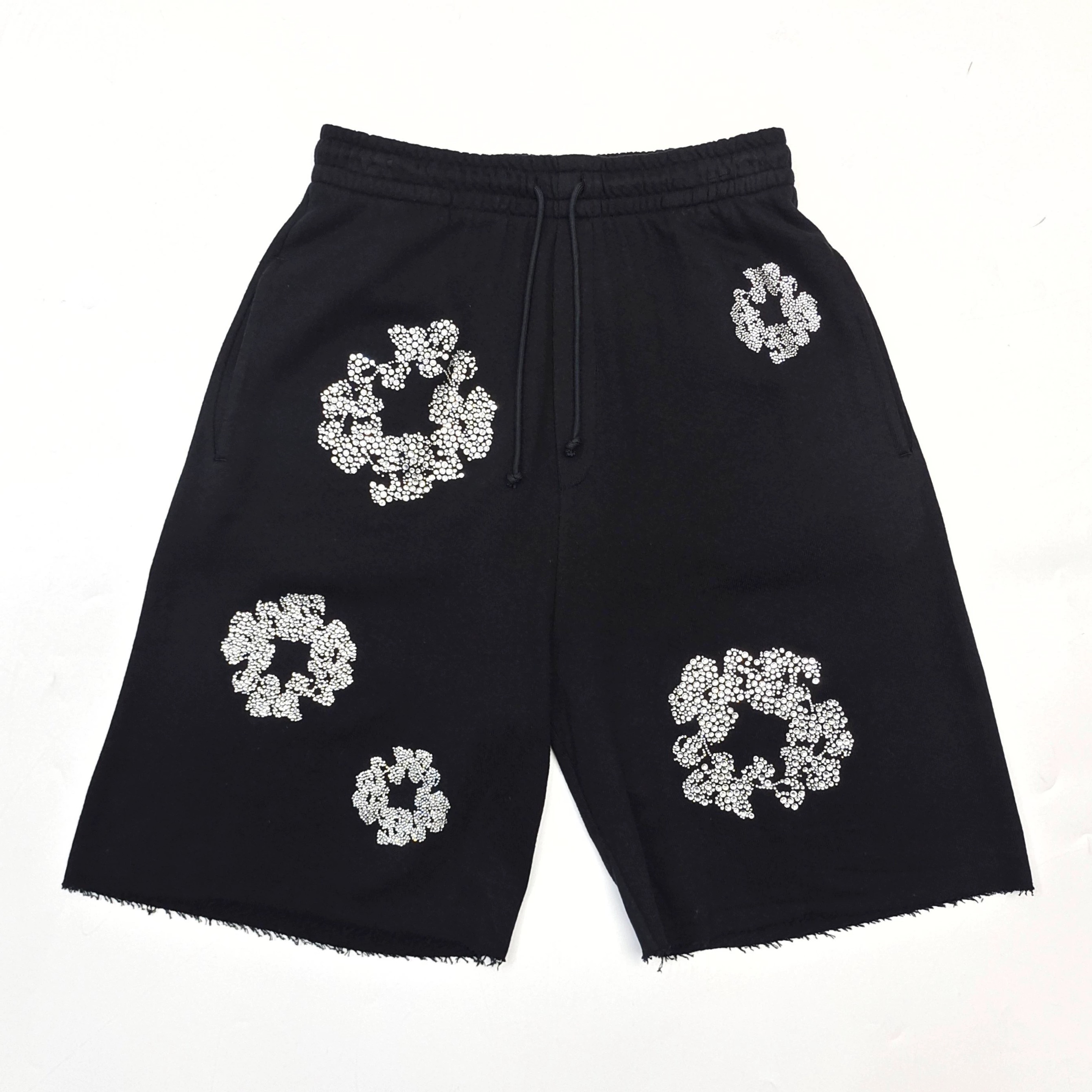 NIGO Denim Tears X Swarovski Men's Women's Summer Floral Rhinestone Solid Color Drawstring Tie Cotton Cashmere Casual Shorts Ngvp #nigo1826