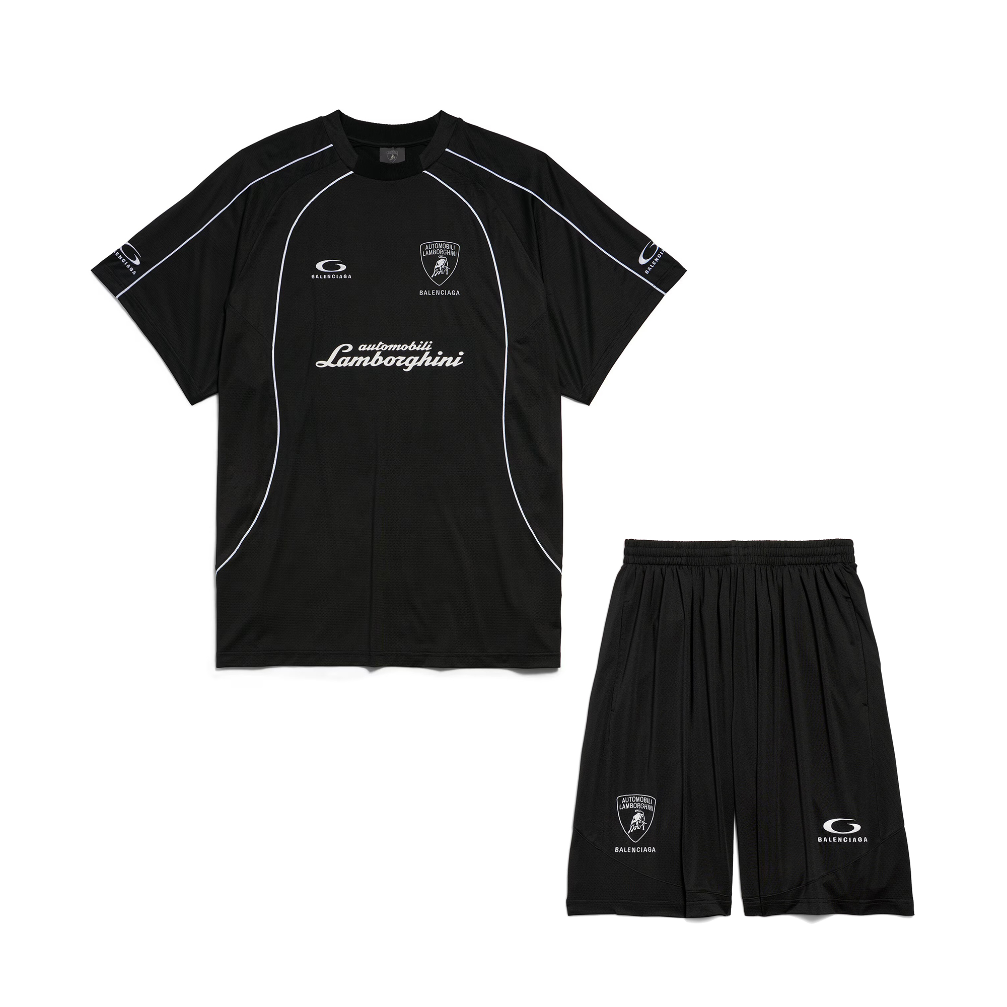 NIGO Balenciaga I Automobili Lamborghini Oversized Soccer Men's Summer Short Sleeved T-shirt In Black Mesh Jersey Casual Shorts Set Suit #nigo77457