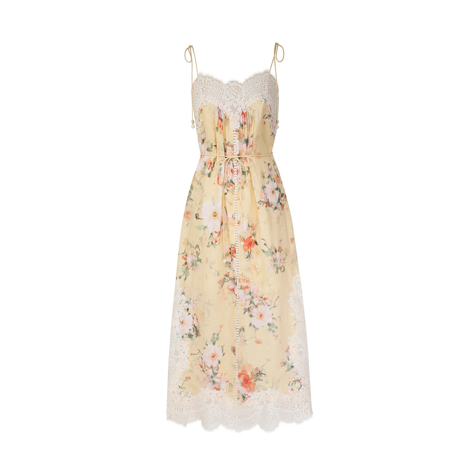 NIGO Zimmermann Women's Summer Solid Color Floral Pattern Print Lace Trim Strapless Dress #nigo77435