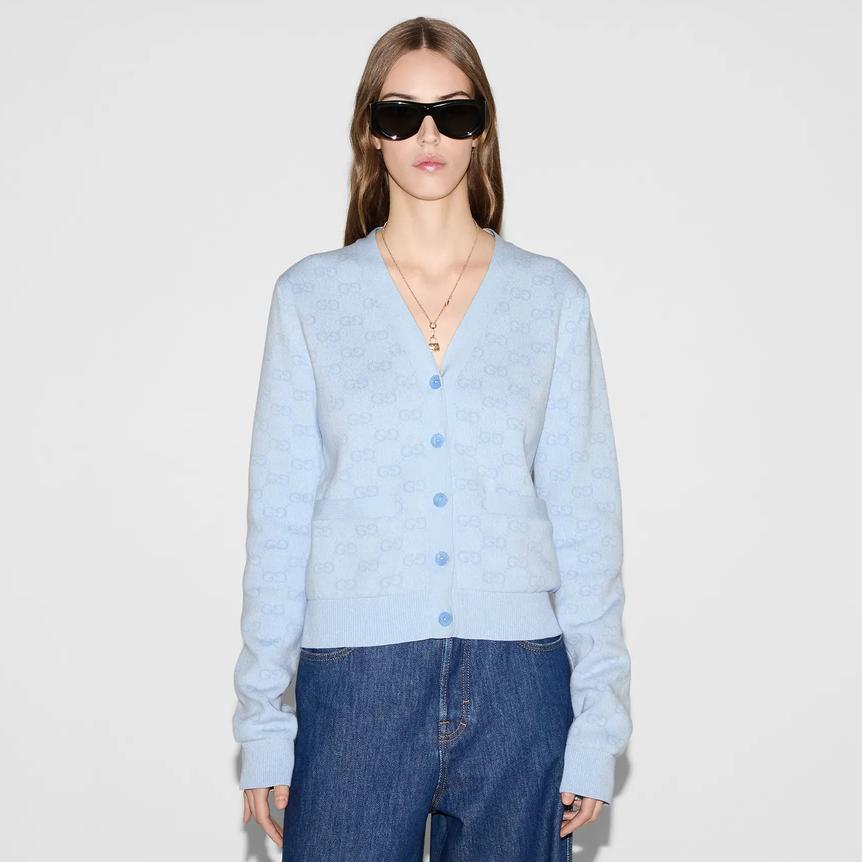 NIGO Gucci Women's Spring And Fall V-neck Single Breasted Drop Shoulder Long Sleeved Knit Cardigan Jacket #nigo77431