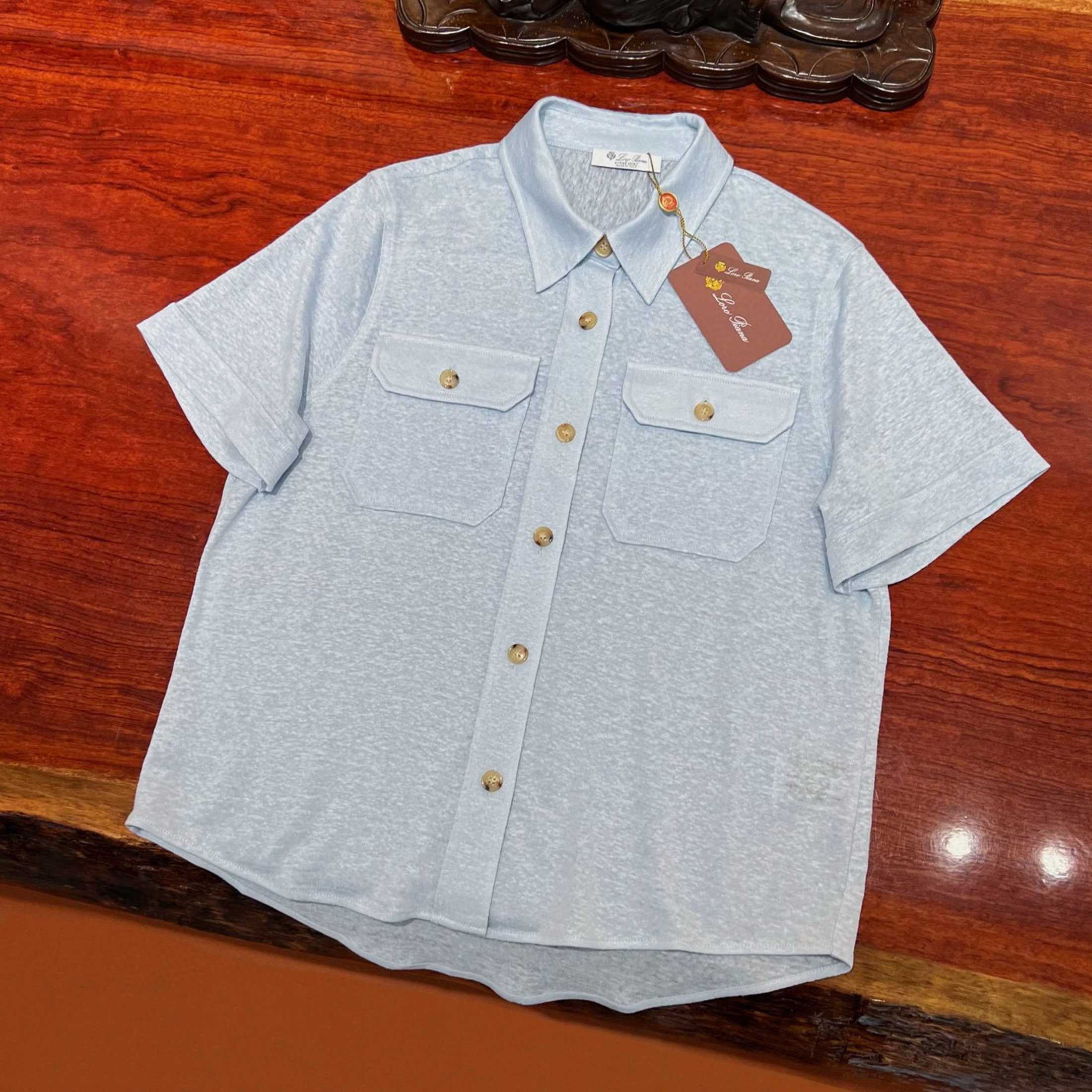 NIGO Loro Piana Annalisa Women's Shirt Linen Lapel Single-breasted Pocket Blouse Fashion Casual Temperament Elegant Polo Shirt Spring And Summer T-shirt Ngvp #nigo1741