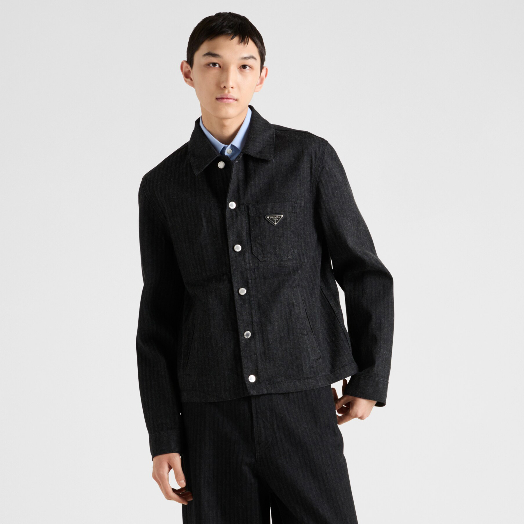 NIGO Prada Men's Spring/Autumn Solid Color Herringbone Single-Breasted Denim Long-Sleeved Jacket #nigo77463