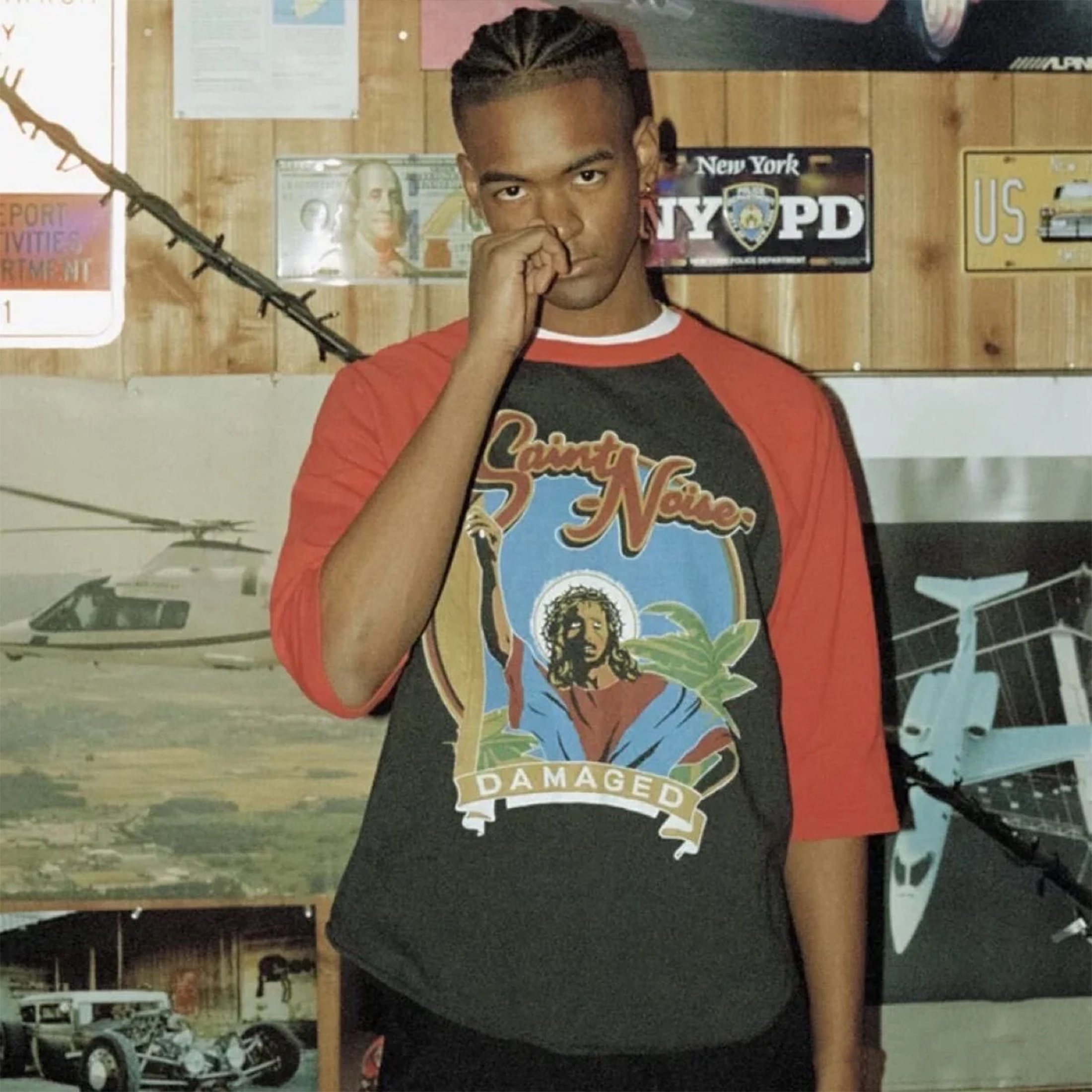 NIGO Saint Michael Men's Spring And Summer Tide Red American High Street Abstract Pattern Printing Retro Loose Short-sleeved Loose Mid-sleeved T-shirt Ngvp #nigo1745