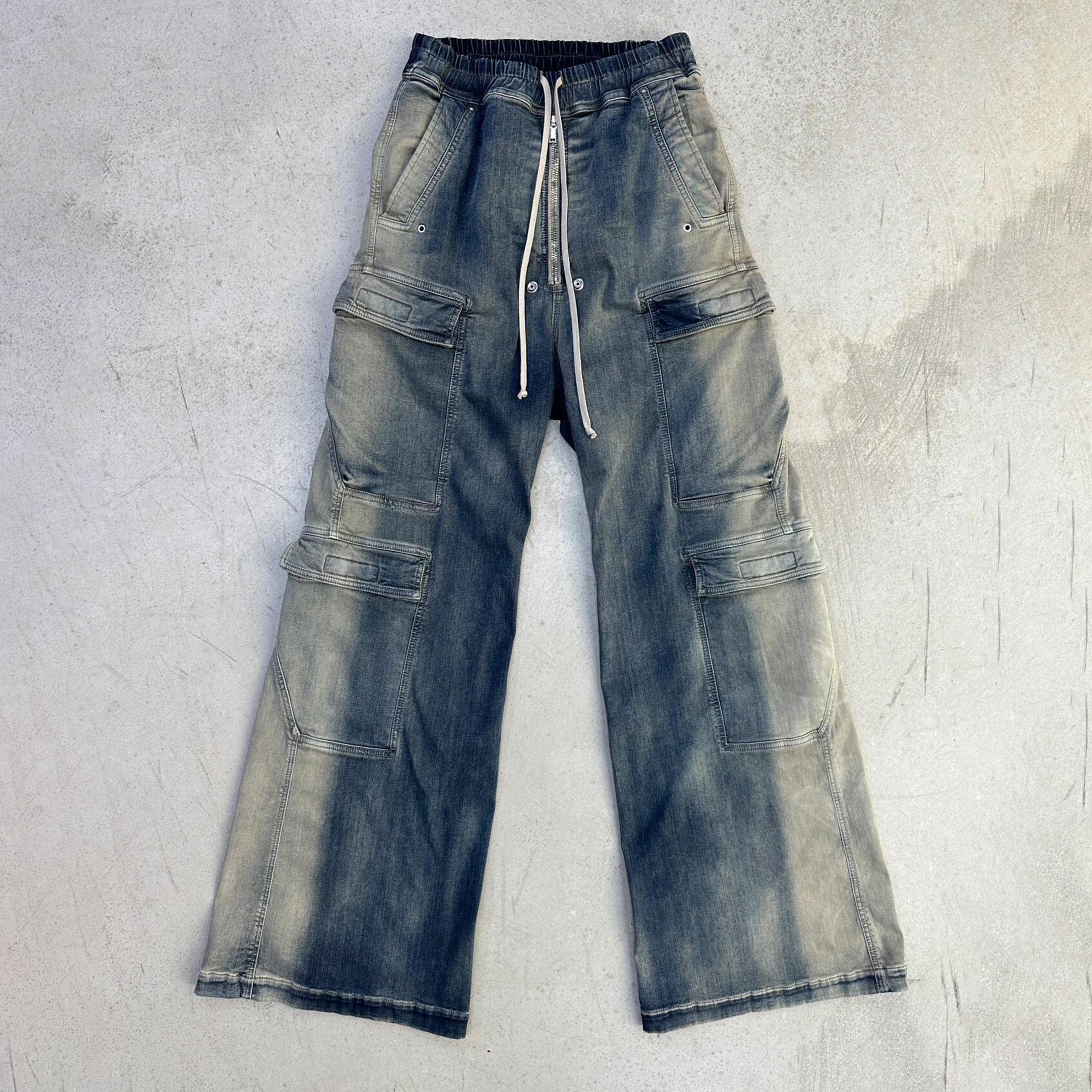 NIGO Rick Owens Men's Spring And Summer High Street Trend Gradient Pocket Denim Pants Retro Fashion Trend Loose Pants Ngvp #nigo1743