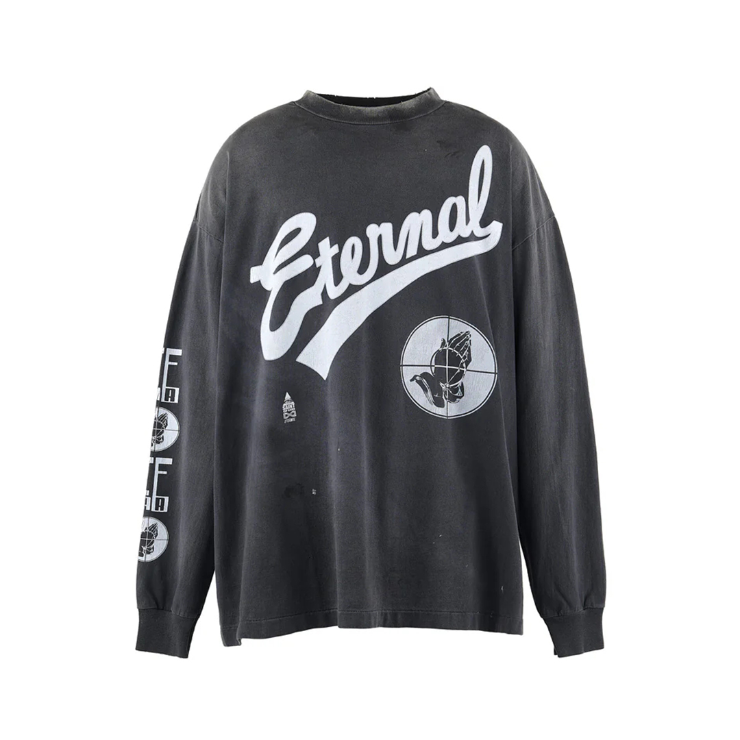 NIGO Saint Michael x Fear Of God Men's Letter Print Spring And Fall Washed And Old Solid Color Cotton Stand-Up Collar Long Sleeve T-Shirt Ngvp #nigo1834