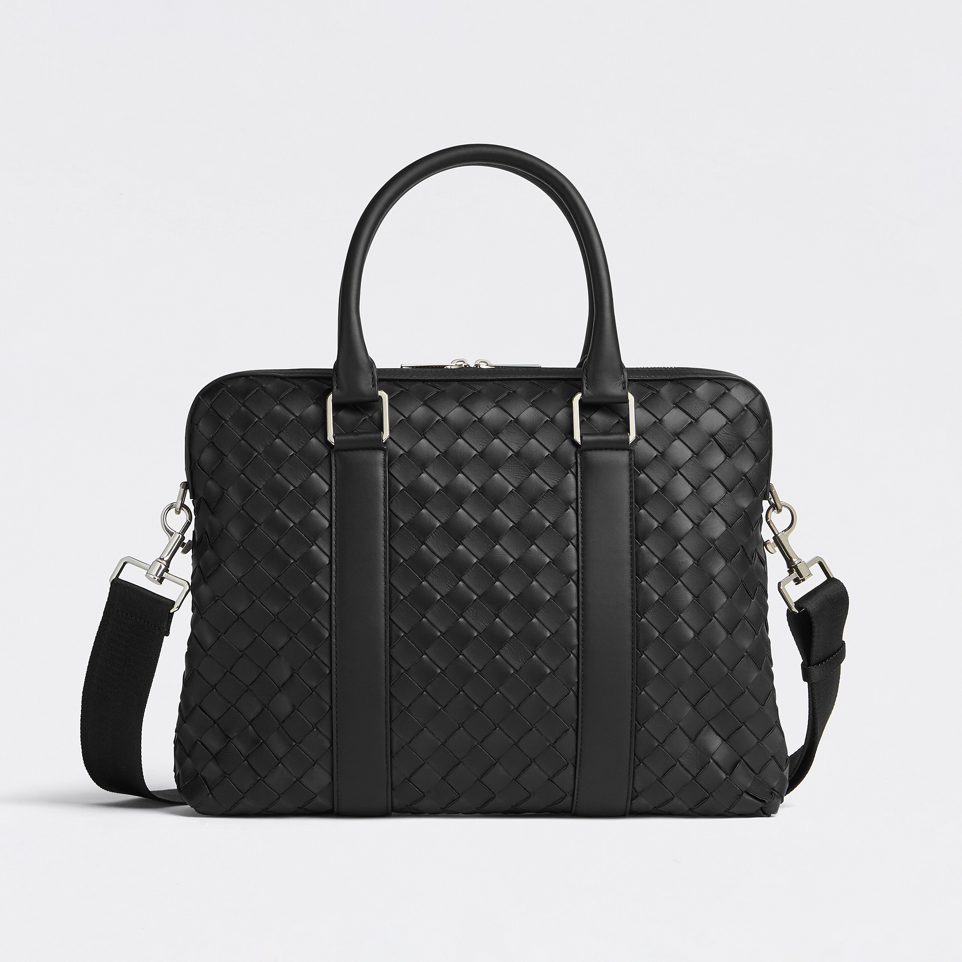 NIGO Bottega Veneta Intrecciato Men's Solid Color Adjustable Detachable Shoulder Strap Woven Calfskin Briefcase Handbag Bag Bags #nigo77473