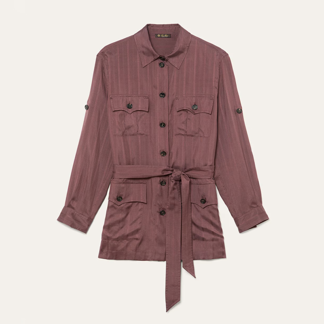 NIGO Loro Piana Women's Spring Summer Autumn Amanda Solid Color Striped Belt Silk Long Sleeve Shirt Casual Wide Leg Pants Haris Pants Ngvp #nigo1841