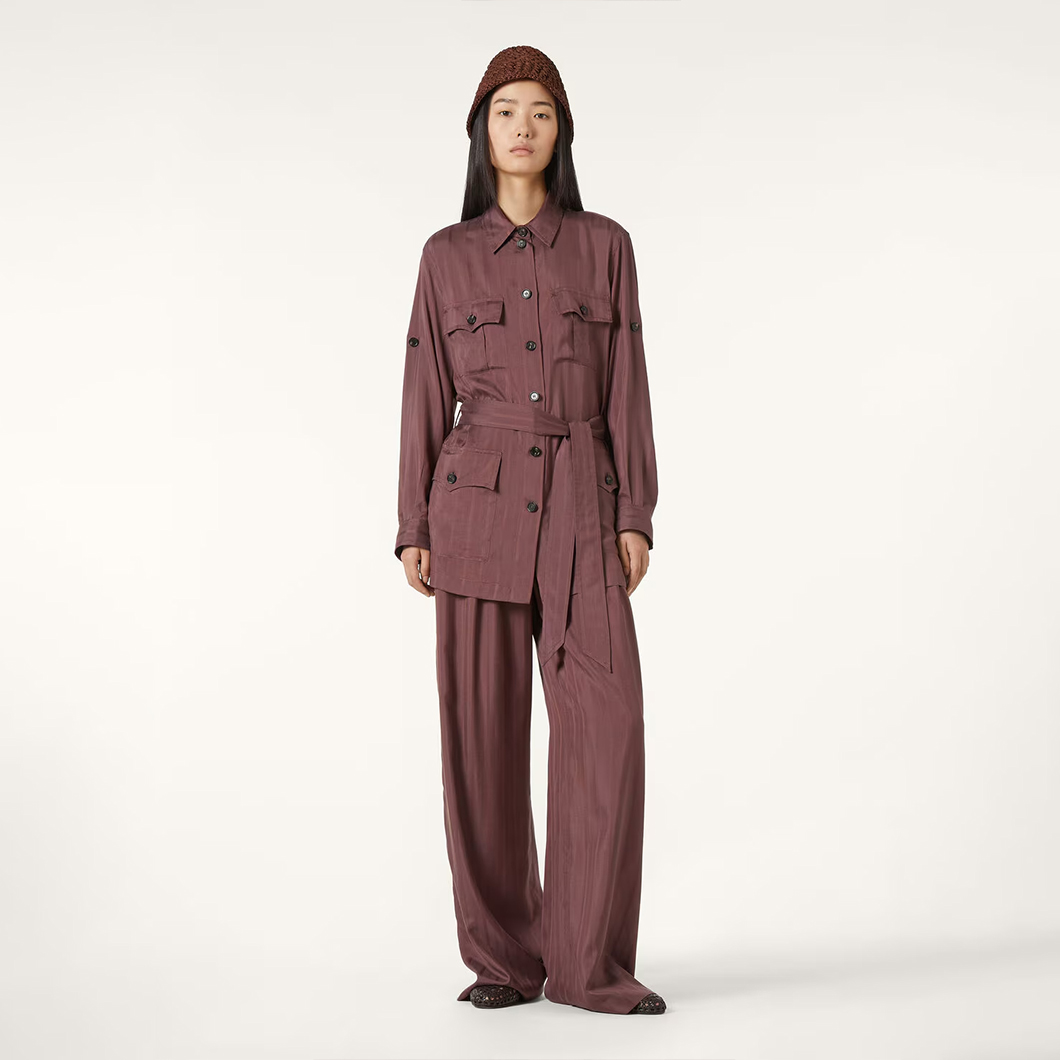 NIGO Loro Piana Women's Spring Summer Autumn Amanda Solid Color Striped Belt Silk Long Sleeve Shirt Casual Wide Leg Pants Haris Pants Ngvp #nigo1841