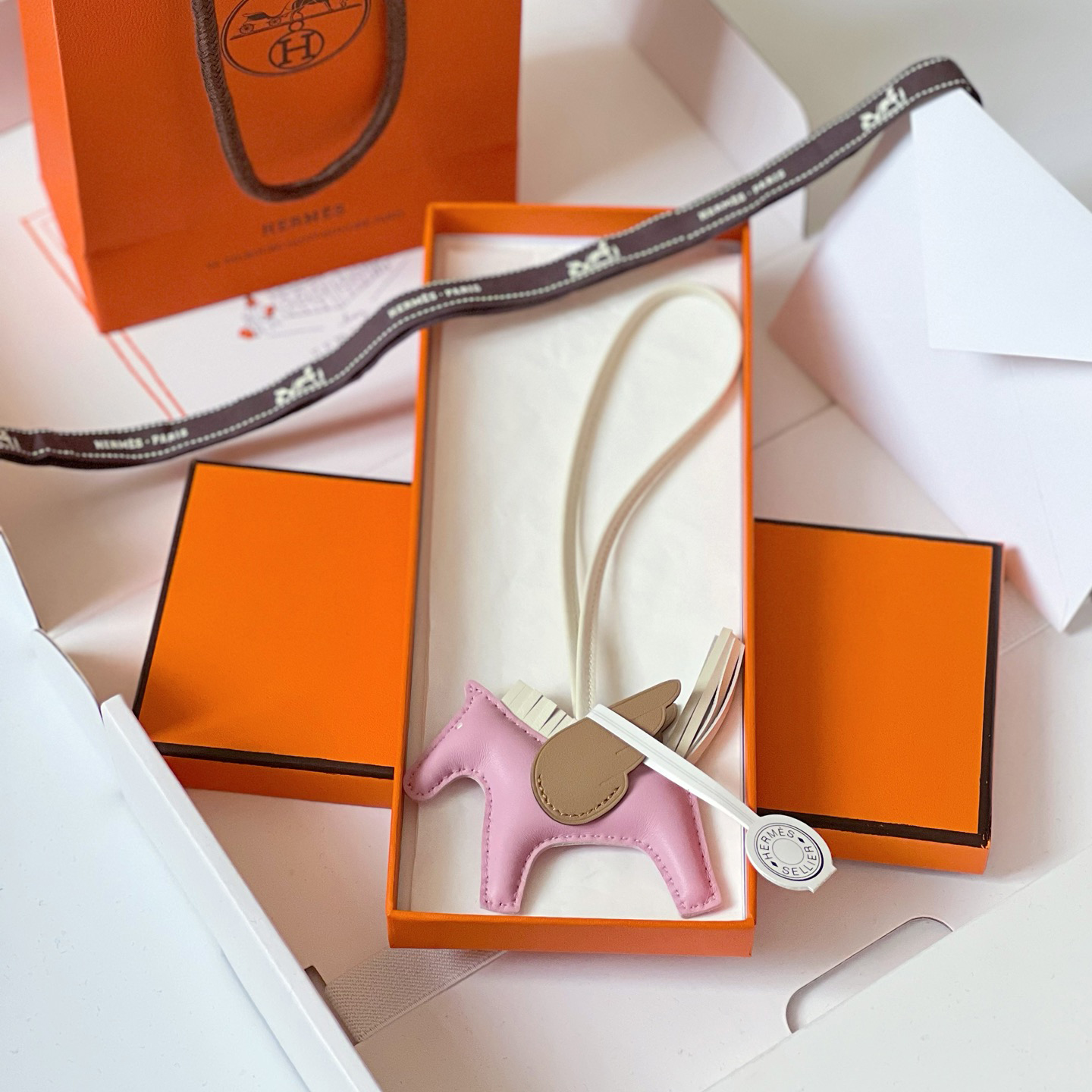 NIGO Hermes Solid Color Lambskin Flying Horse Pendant Hanging Ornament Accessory #nigo77465