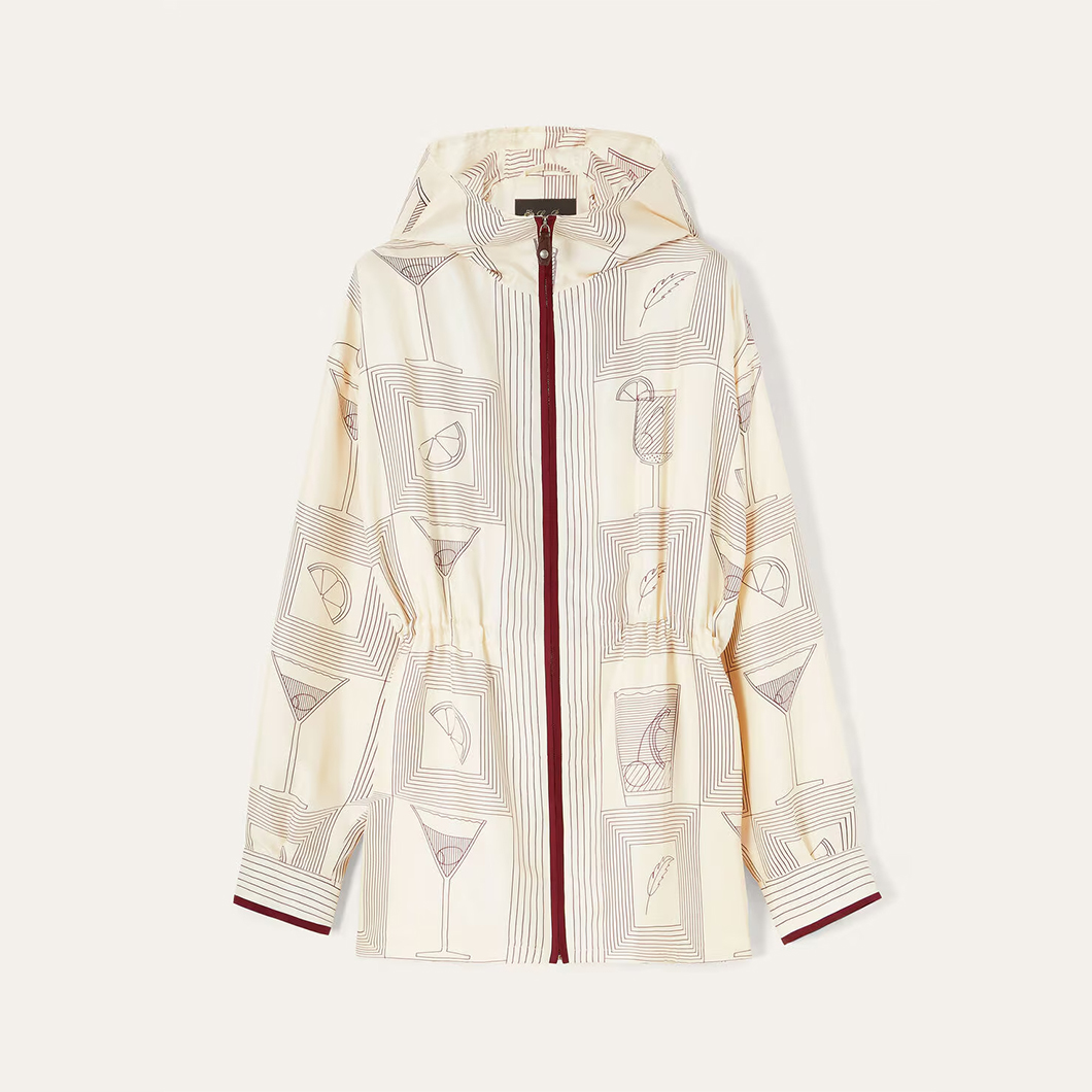 NIGO Loro Piana Women's Spring Summer Autumn Rafael Silk Printed Drawstring Parker Hooded Jacket Casual Dorin Striped Bermuda Shorts Ngvp #nigo1839