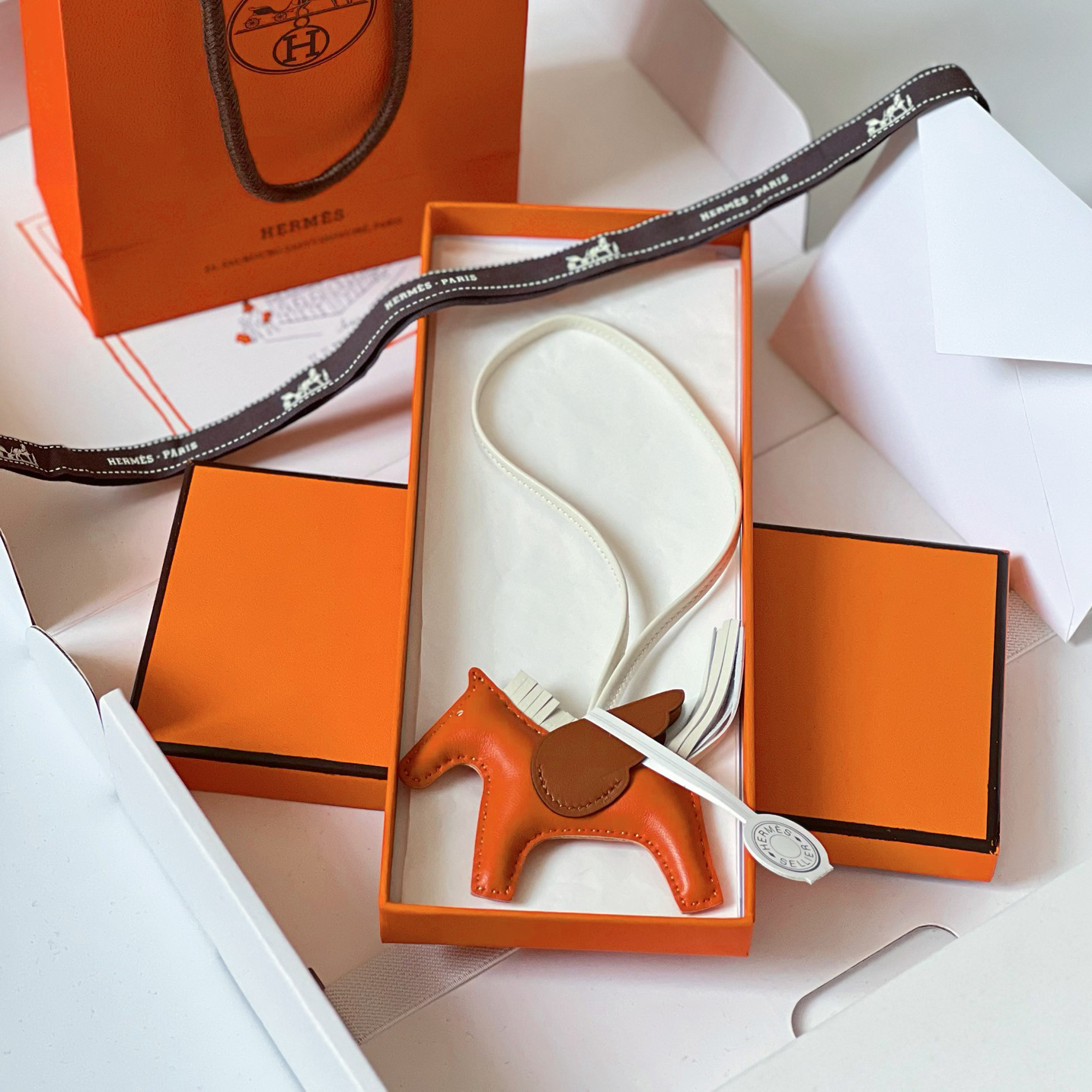 NIGO Hermes Solid Color Lambskin Flying Horse Pendant Hanging Ornament Accessory #nigo77465