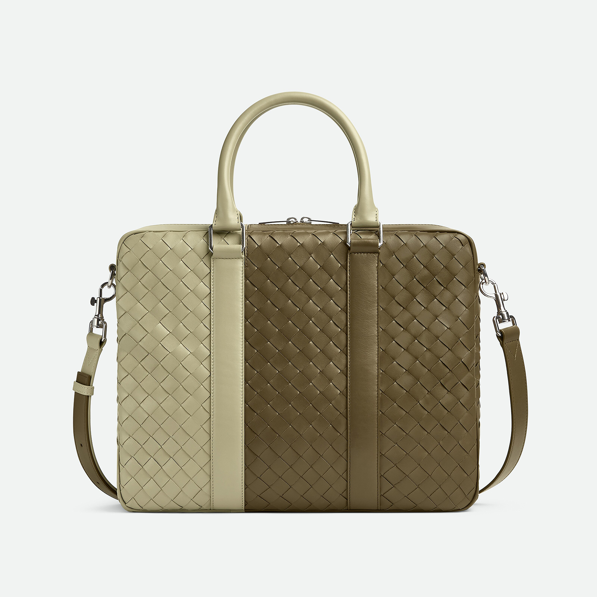 NIGO Bottega Veneta Intrecciato Men's Two Tone Adjustable Detachable Shoulder Strap Woven Calfskin Briefcase Handbag Bag Bags #nigo77474