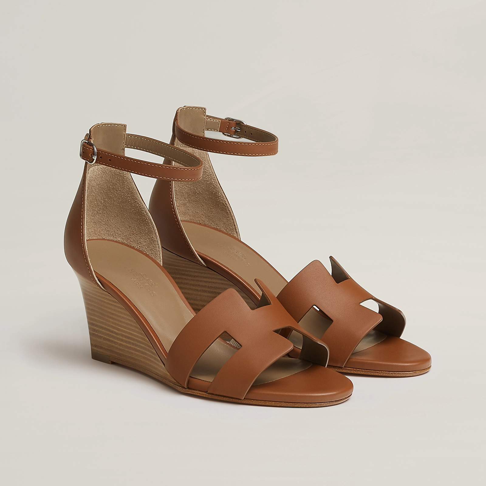 NIGO Hermes Legend Women's Solid Color Summer Solid Color Open Toe Buckle Leather Thick Sole High Heel Sandals Shoes #nigo77466