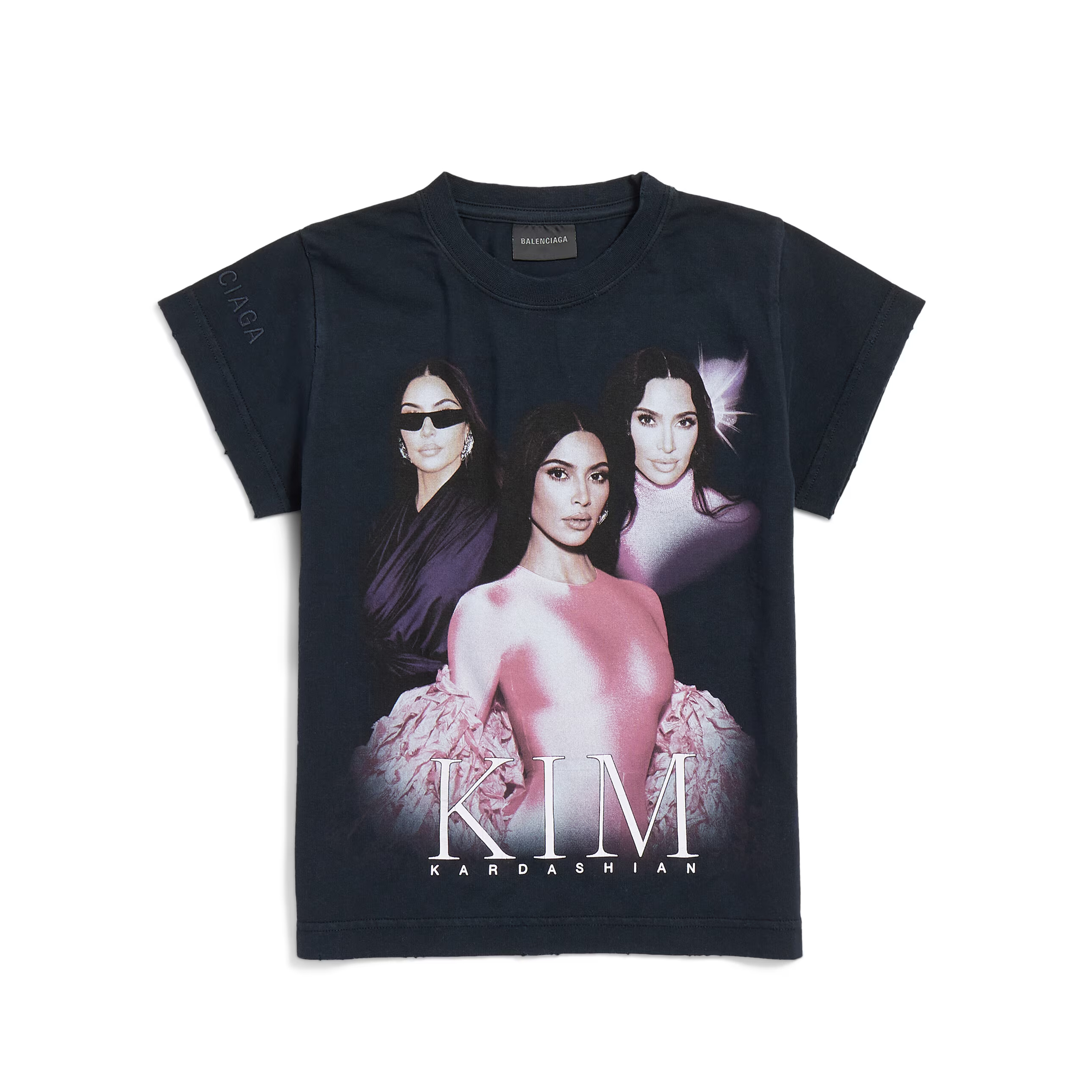 NIGO Balenciaga Women's Summer Kim K Shrunk Round Neck Knit Solid Color Cotton Slim T-Shirt #nigo81333