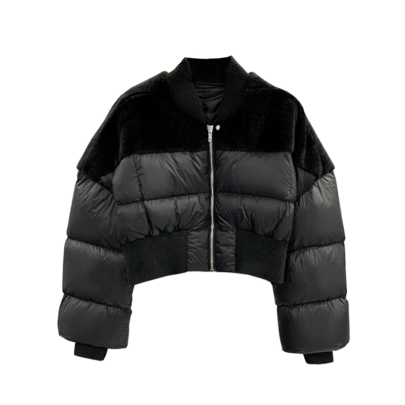 NIGO Rick Owens Men's Dark Style Short Splicing Puffer Down Jacket Autumn And Winter Solid Color Zipper Collarless Jacket #nigo81336