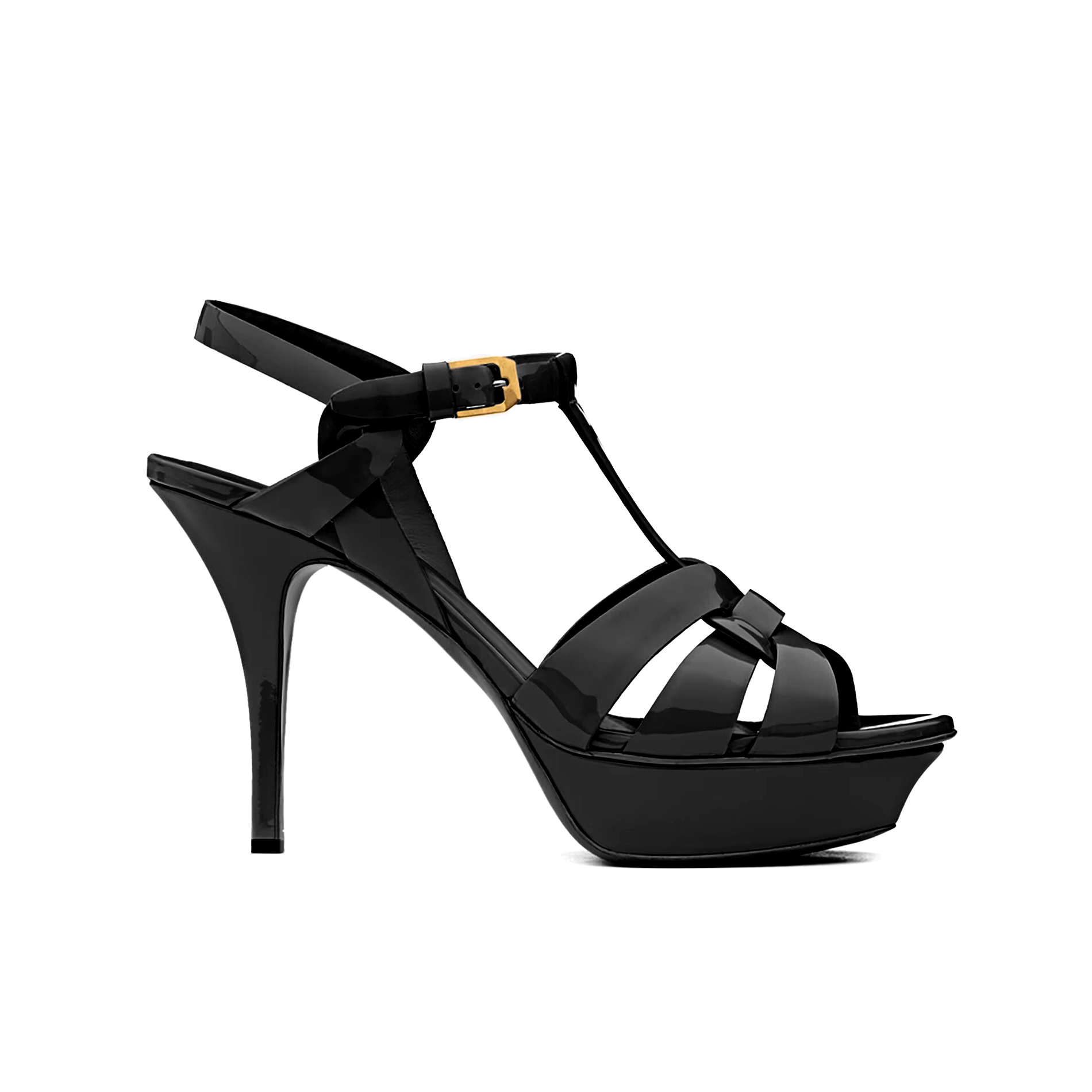 NIGO SAINT LAURENT TRIBUTE Women's Summer Solid Color Glossy Leather Strappy High Heel Sandals Shoes #nigo77495