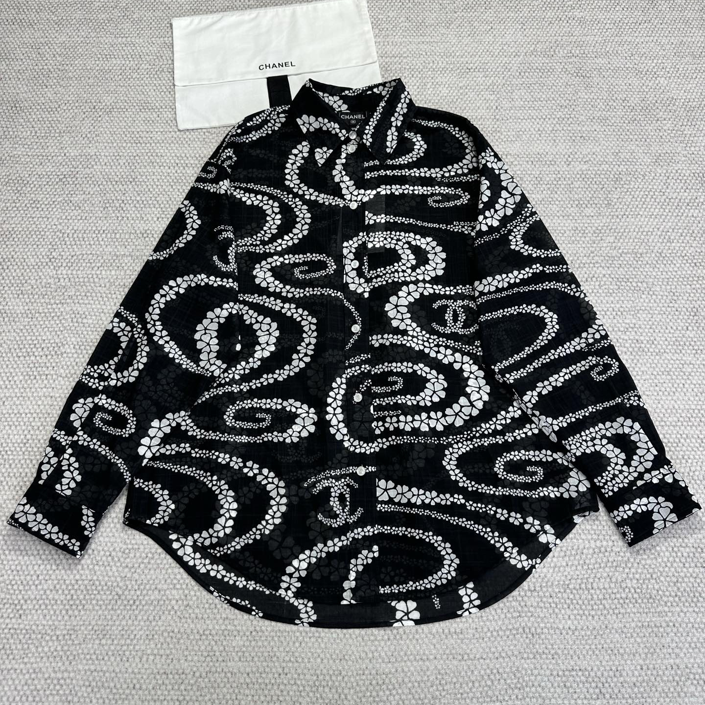 NIGO Chanel Women's Spring/Summer Solid Color Lightweight Cotton Printed Single-Breasted Long-Sleeved Shirt #nigo77486