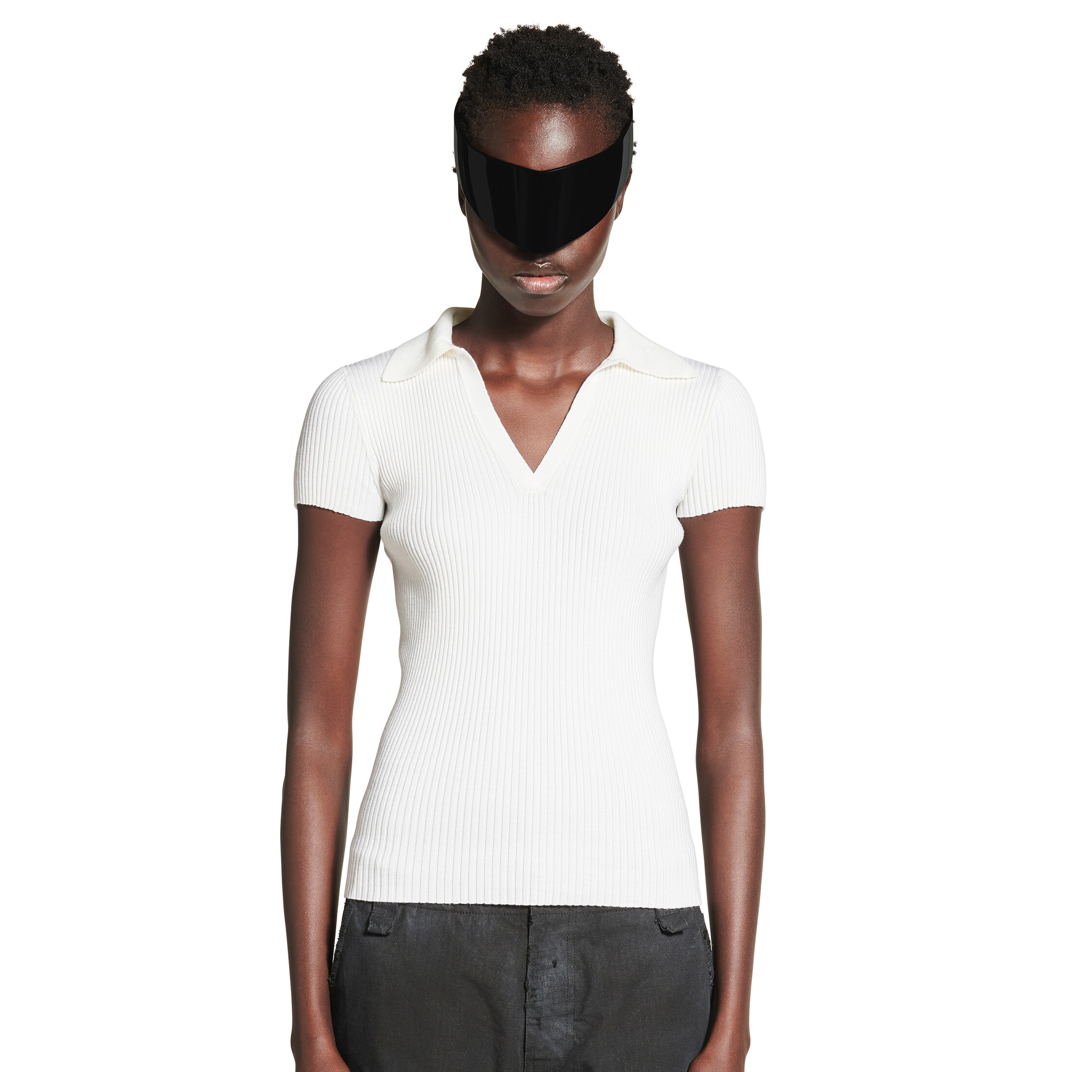 NIGO Balenciaga Women's Summer Solid Color Wool Knitted V-neck Short Sleeve T-shirt #nigo77479