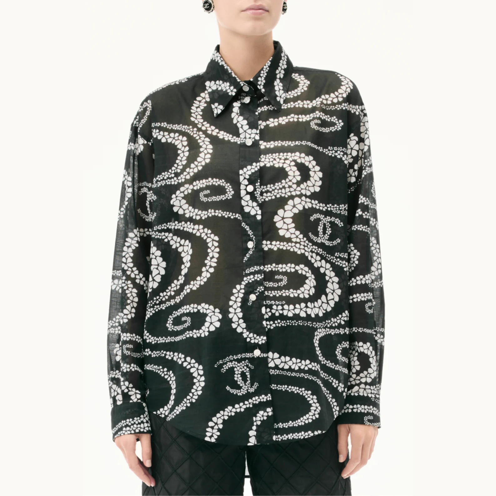 NIGO Chanel Women's Spring/Summer Solid Color Lightweight Cotton Printed Single-Breasted Long-Sleeved Shirt #nigo77486