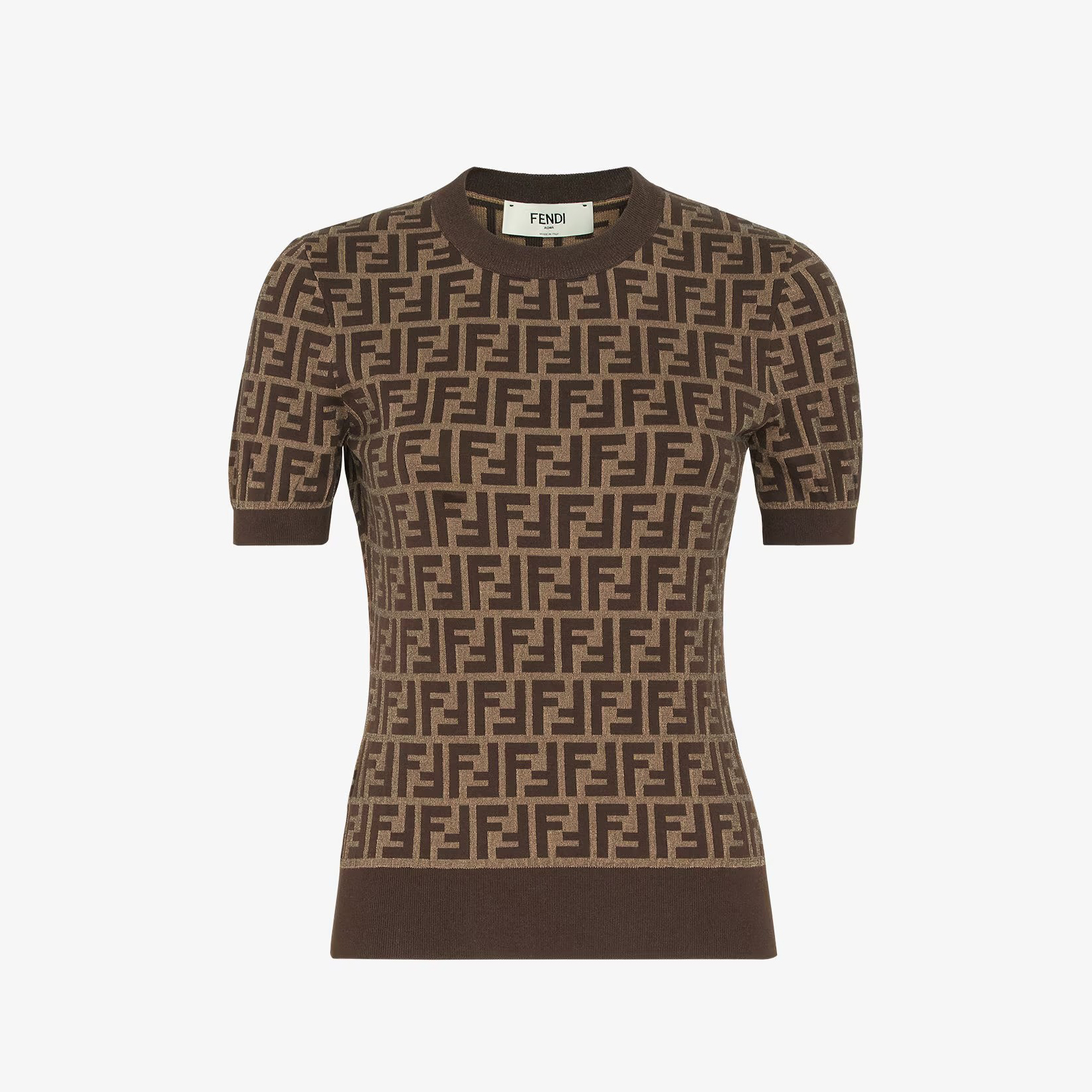 NIGO Fendi Women's Summer Blue and White FF Letter Print Round Neck Knit Short Sleeve T-Shirt #nigo77485