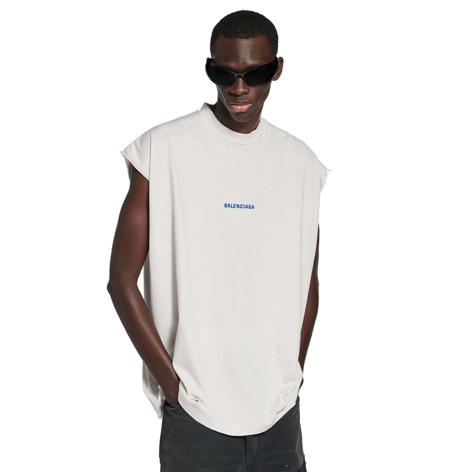 NIGO Balenciaga Men's Summer Solid Color Embroidered Letter Print Cotton Crew Neck Sleeveless Top T-Shirt #nigo77489