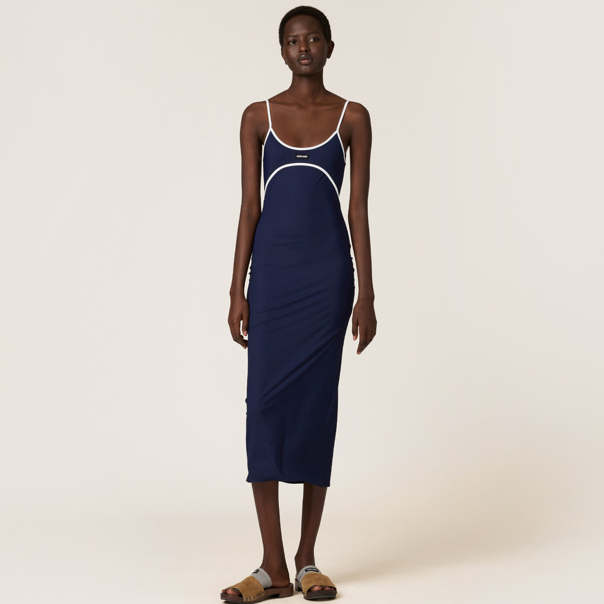 NIGO MiuMiu Women's Summer Solid Color Cotton Slim-fit Stretch Tank Dress #nigo77478