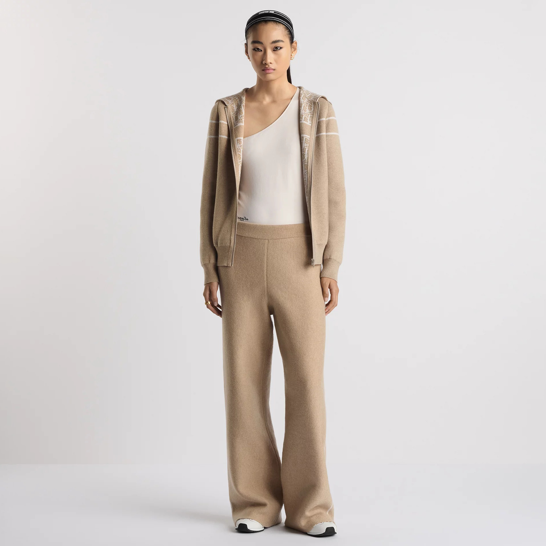 NIGO Dior Women's Spring/Autumn Solid Color Double-Sided Knitted Letter Print Zipper Collar Long Sleeve Jacket and Casual Pants Set Suit #nigo77491