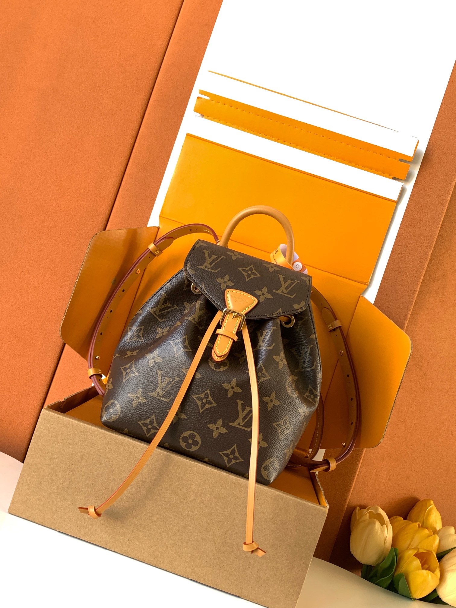 NIGO Louis Vuitton Montsouris Mini Women's Brown Letter Print Canvas and Leather Backpack Bag Bags #nigo77525