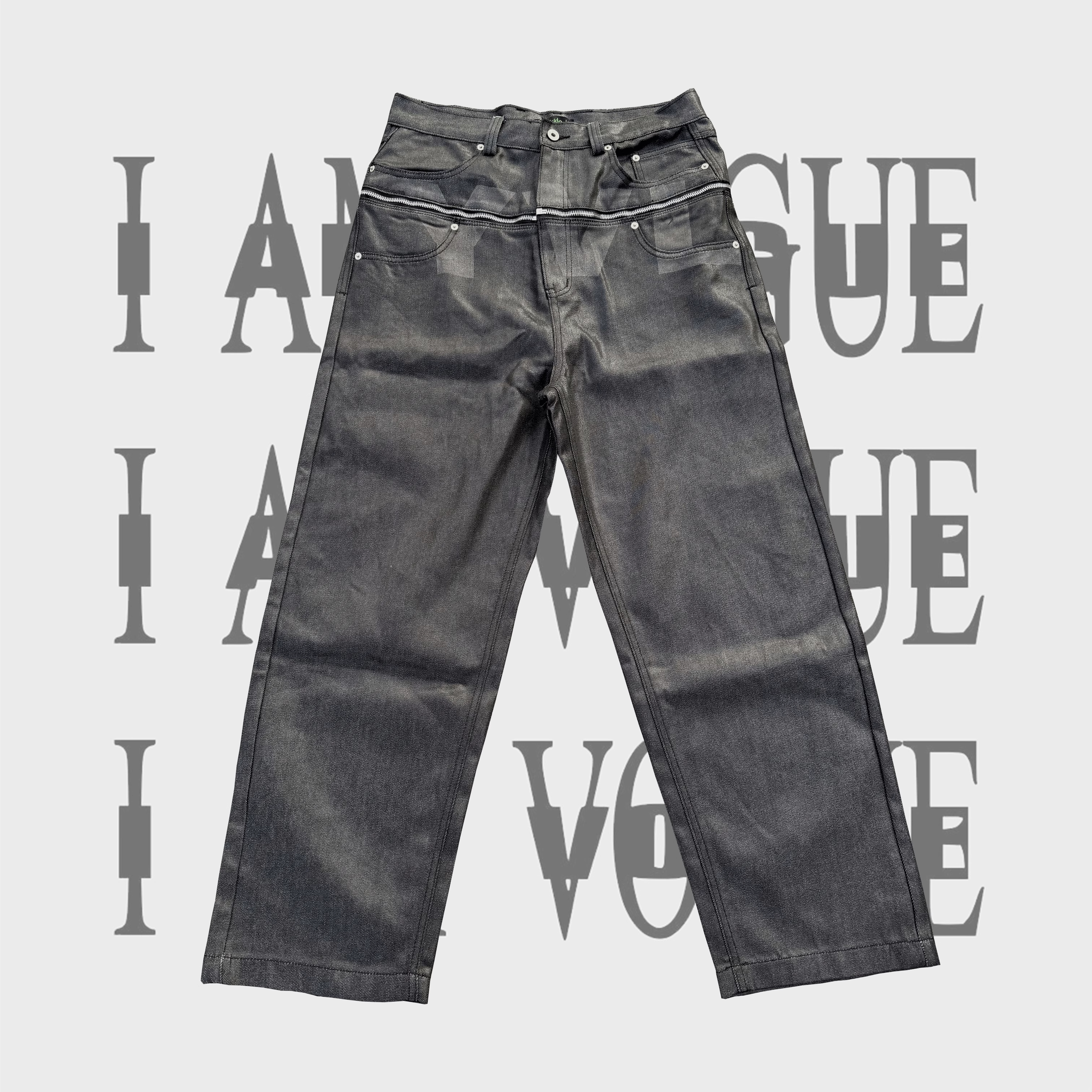 NIGO Opium Yvl Style Playboicarti Same Silky Brush Wax Zipper Dark Denim Pants Zipper High Street Vintage Pants Spring Summer Ngvp #nigo1747