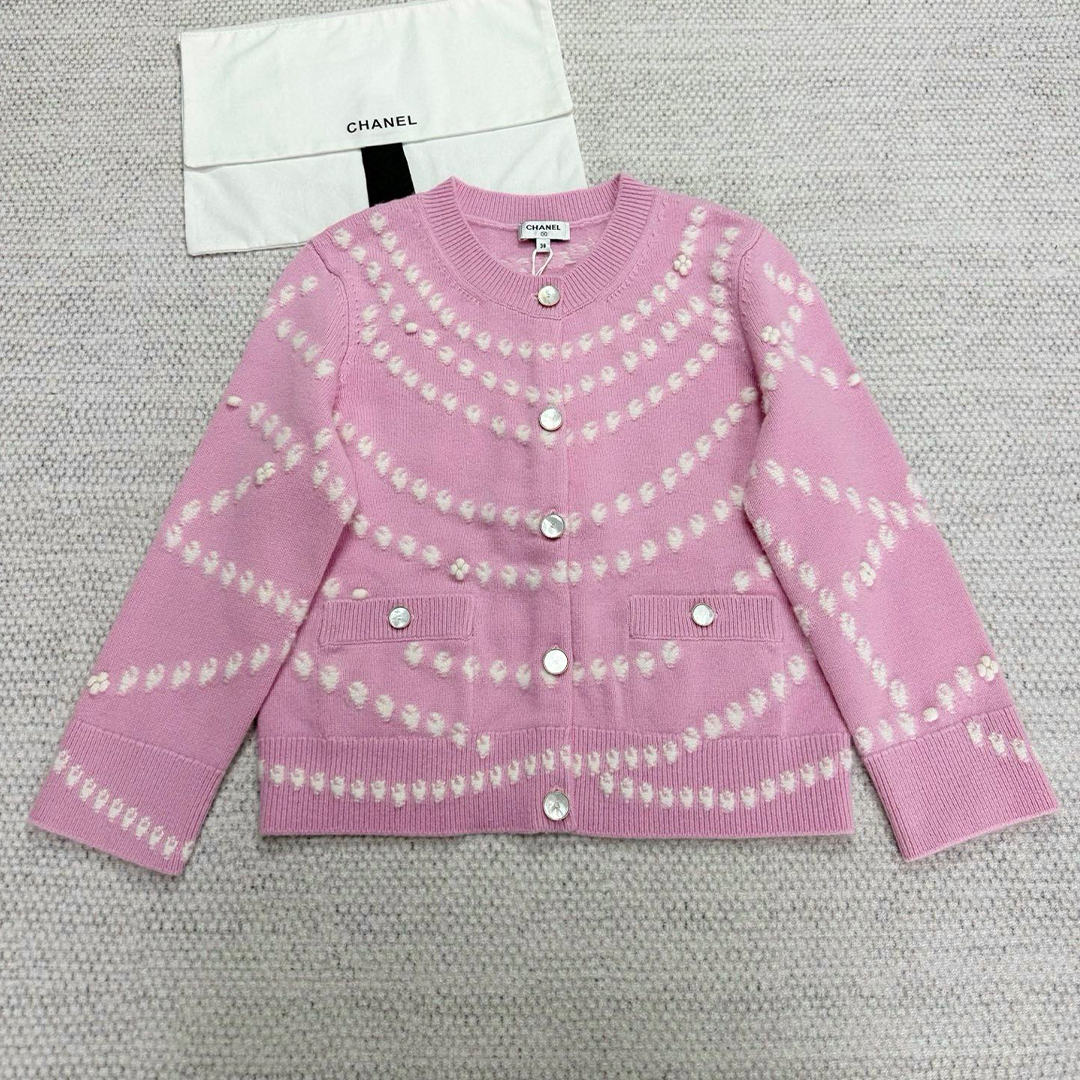 NIGO Chanel Women's Pearl Chain Embroidery Spring, Autumn And Winter Solid Color Long-Sleeved Round Neck Cashmere Cardigan Ngvp #nigo1844