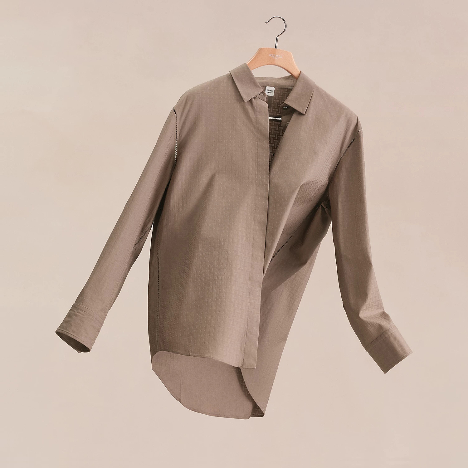 NIGO Hermes Women's Spring/Summer Solid Color Plain Pattern Single Button Long Sleeve “Mosaique” Shirt #nigo77514