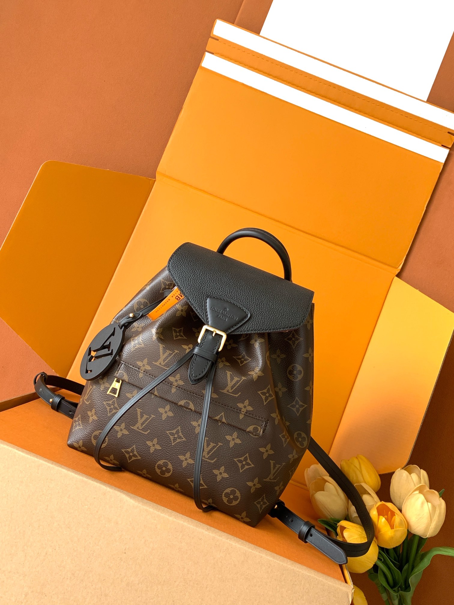 NIGO Louis Vuitton Montsouris Women's Brown Letter Print Canvas and Leather Backpack Bag Bags #nigo77524