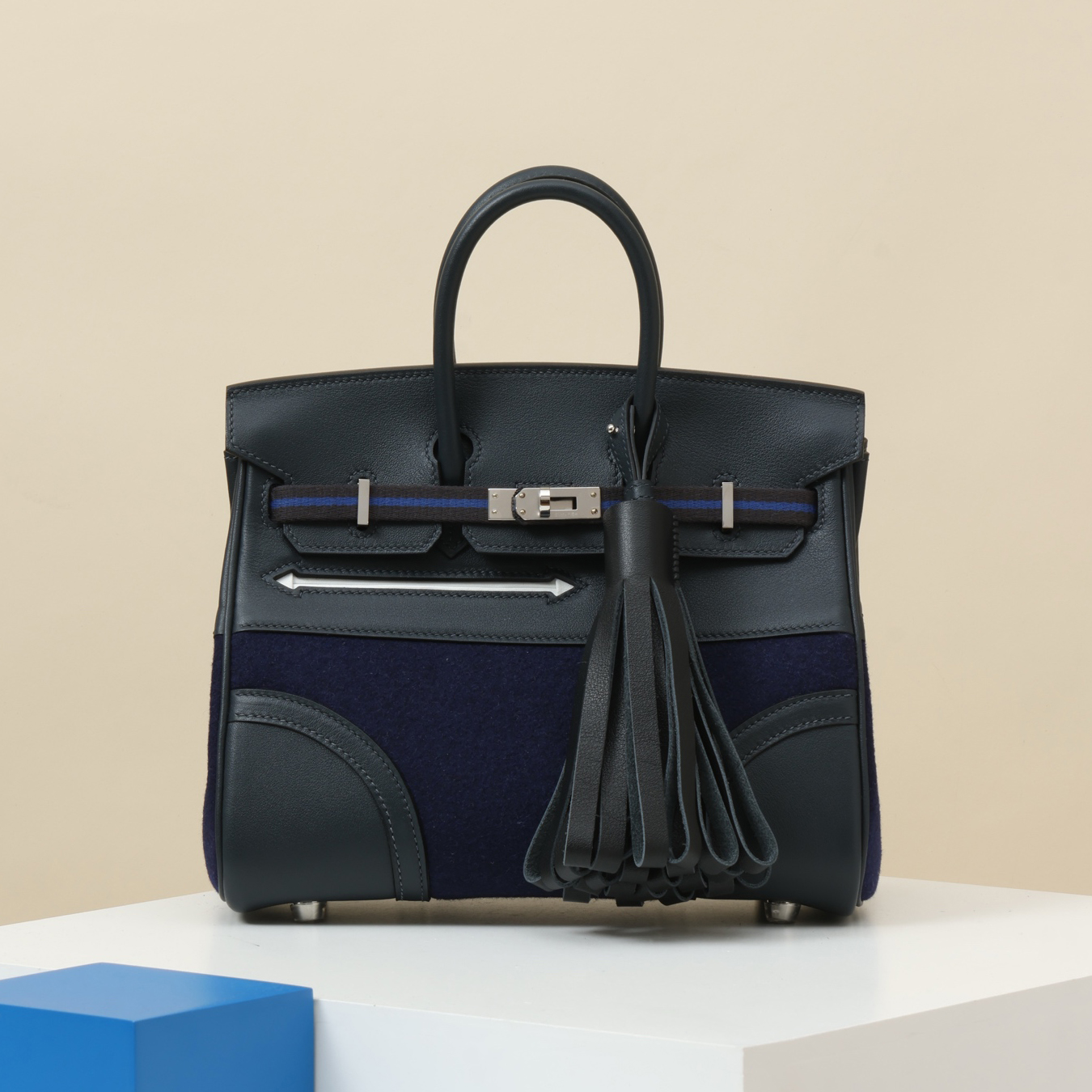 NIGO Hermes Birkin Go Team 25 BKG25 Women's Solid Color Wool Felt and Calfskin Handbag Bag Bags #nigo77527