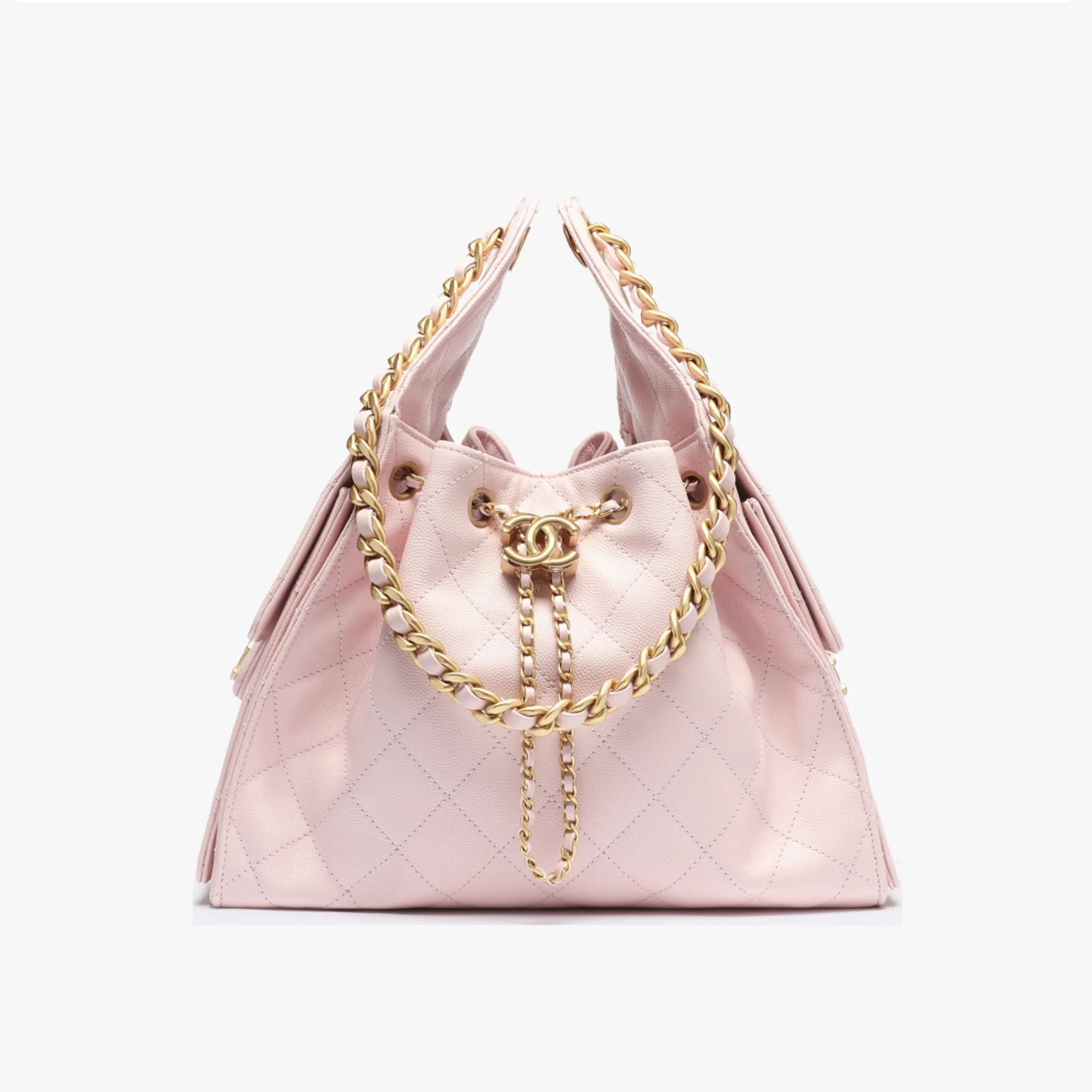 NIGO Chanel Women's Classic Double C Logo Solid Color Cowhide & Leather Tote Shoulder Bag Bags #nigo77512