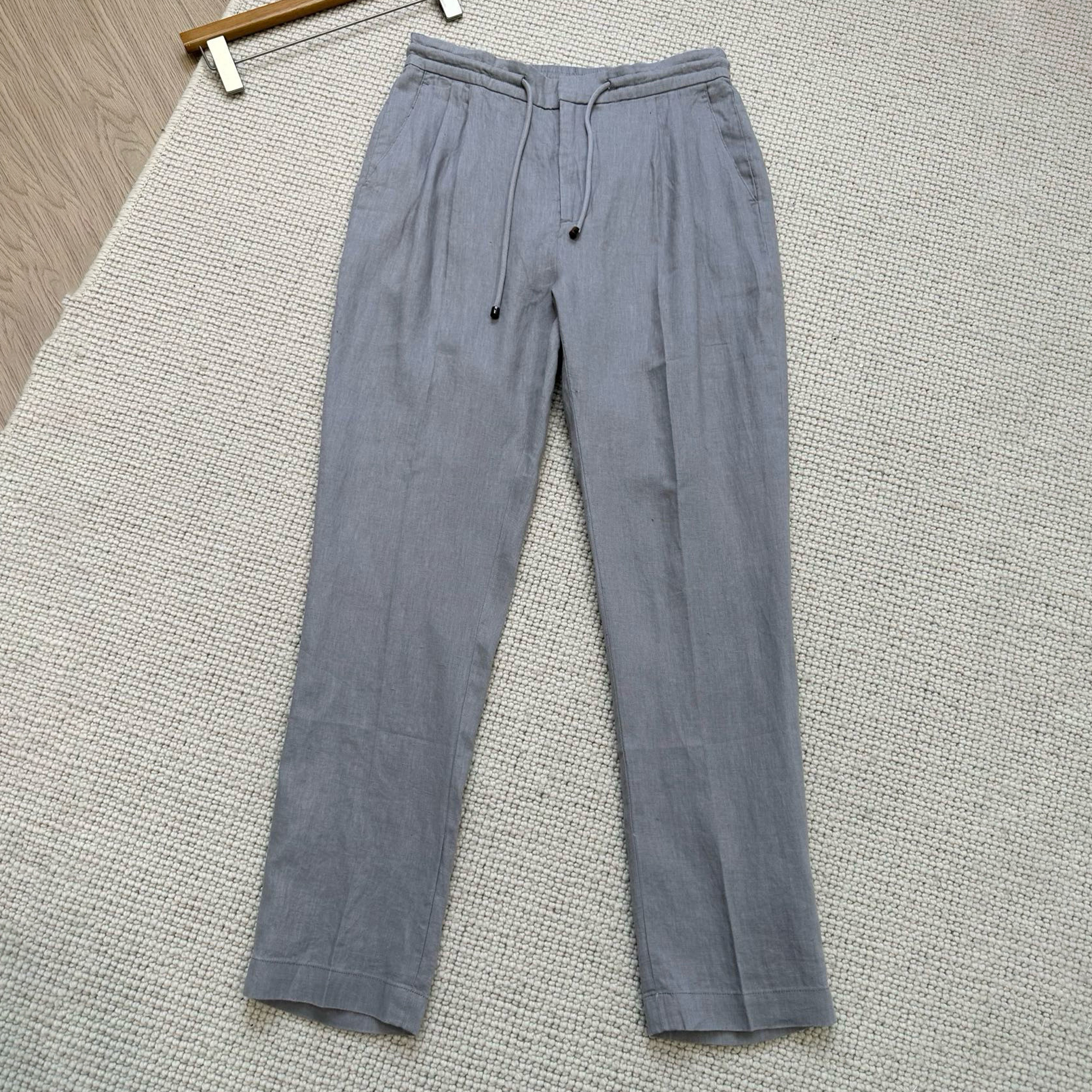 NIGO Brunello Cucinelli Men's Spring And Summer Tie Gray Linen Pants Fashion Trend Casual Comfortable Suit Pants Ngvp #nigo1755