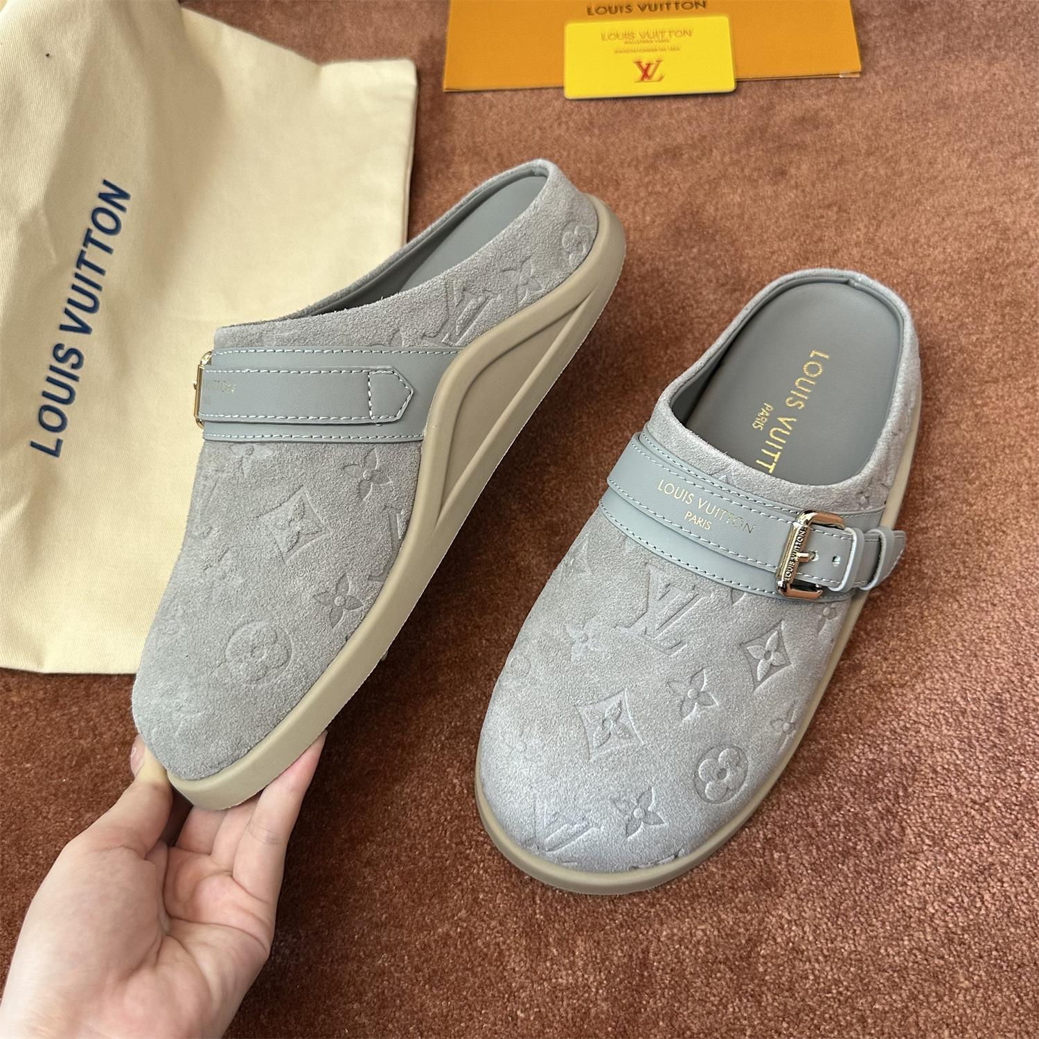 NIGO Louis Vuitton LV To-Go Comfort Women's Summer Alphabet Print Suede Leather Birkenstock Sandals Shoes #nigo77536