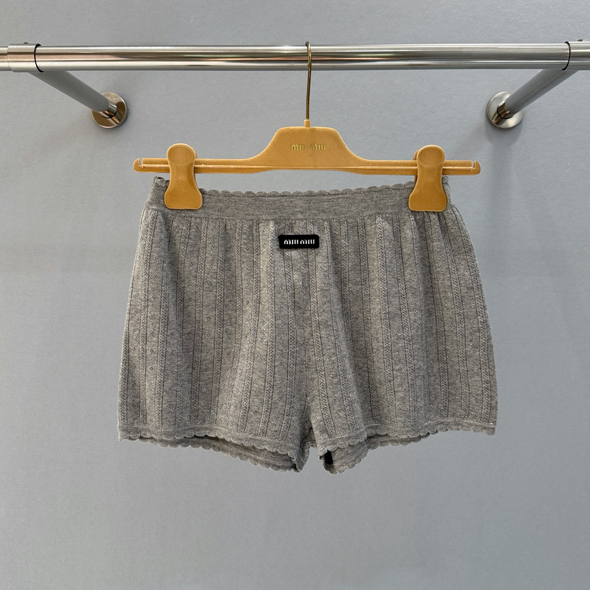 NIGO MiuMiu Women's Summer Solid Color Letter Print Lace Knitted Casual Shorts #nigo77545