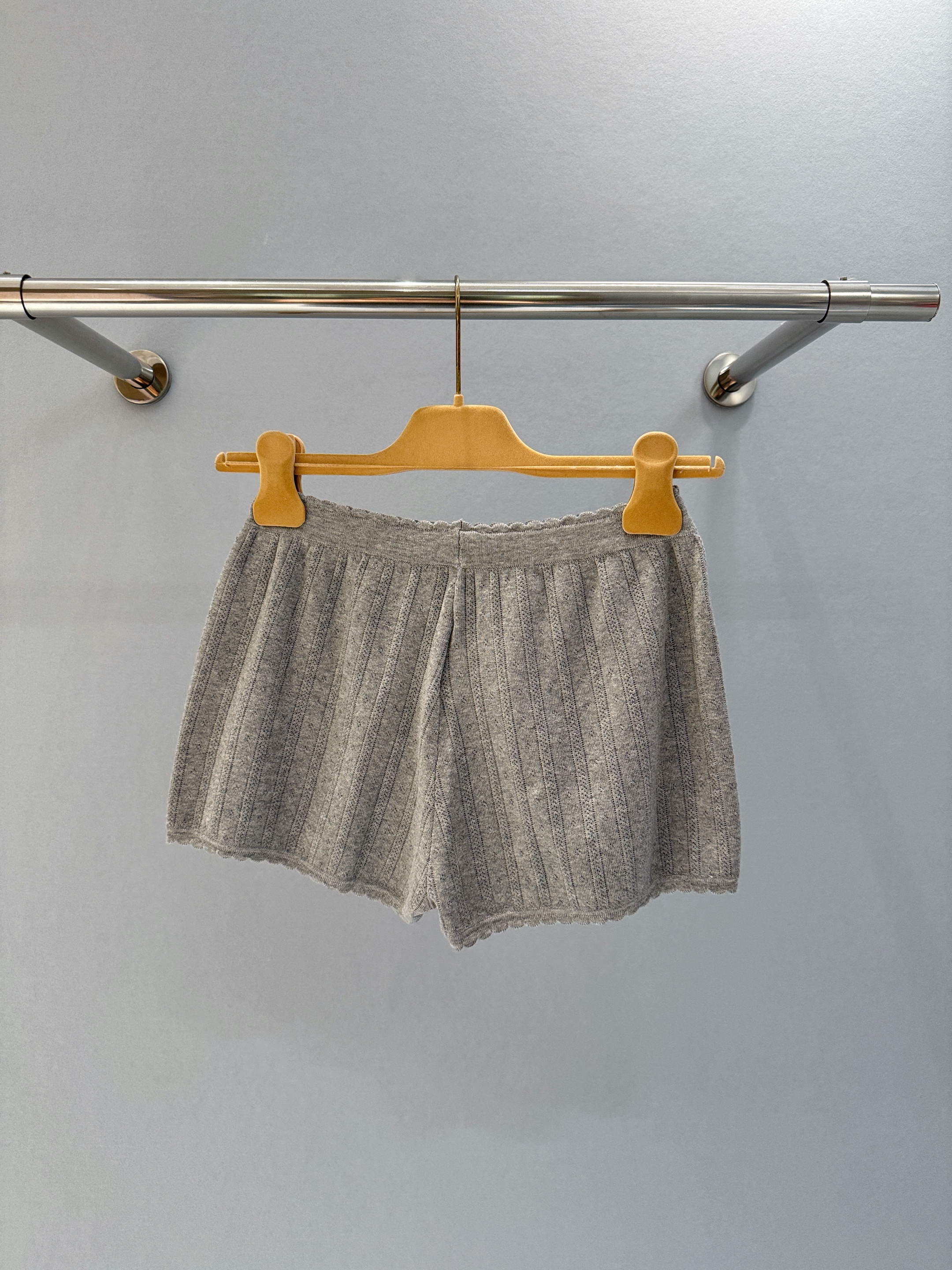 NIGO MiuMiu Women's Summer Solid Color Letter Print Lace Knitted Casual Shorts #nigo77545