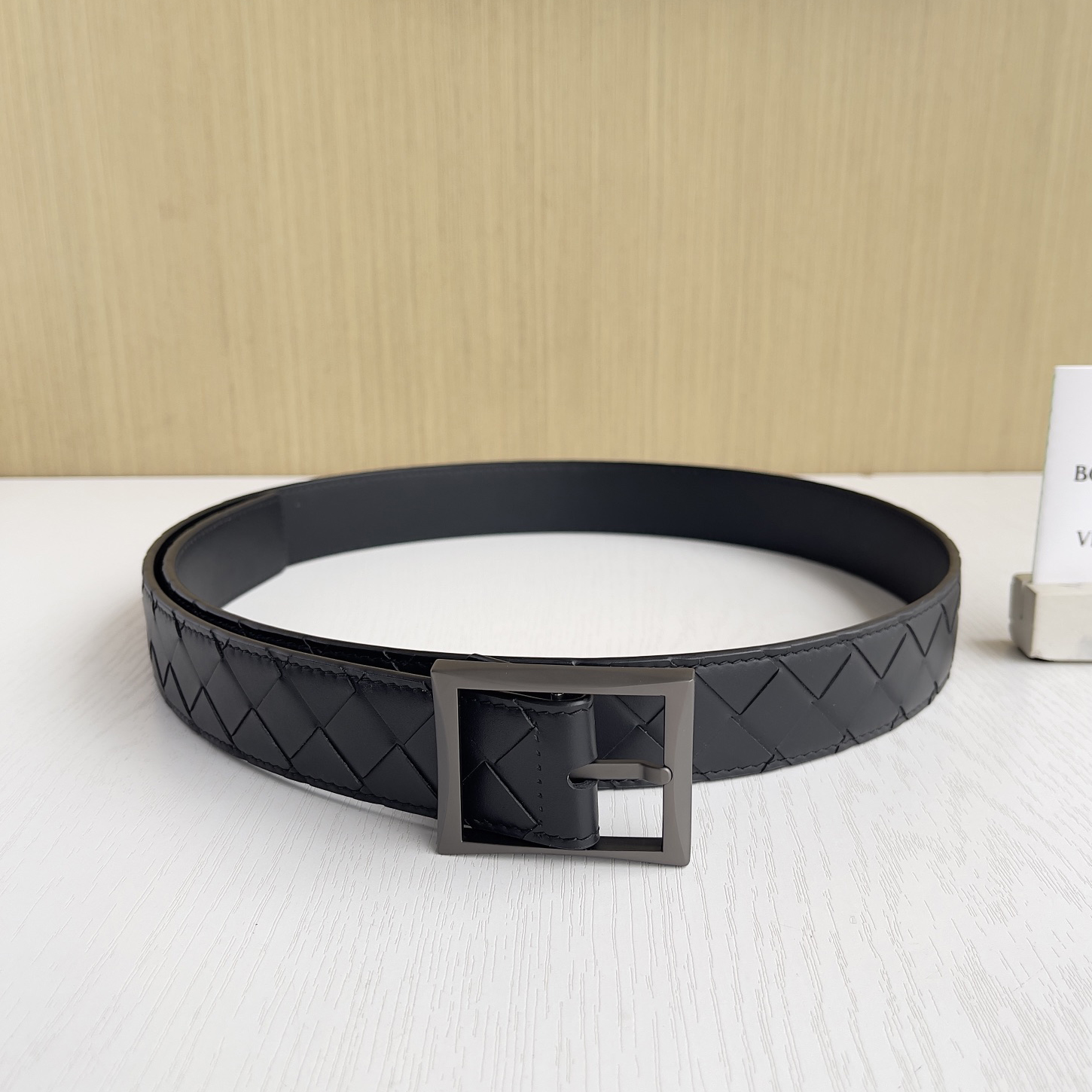 NIGO Bottega Veneta Intrecciato Men's Solid Color Buckle Design Braided Cowhide Leather Belt #nigo77537