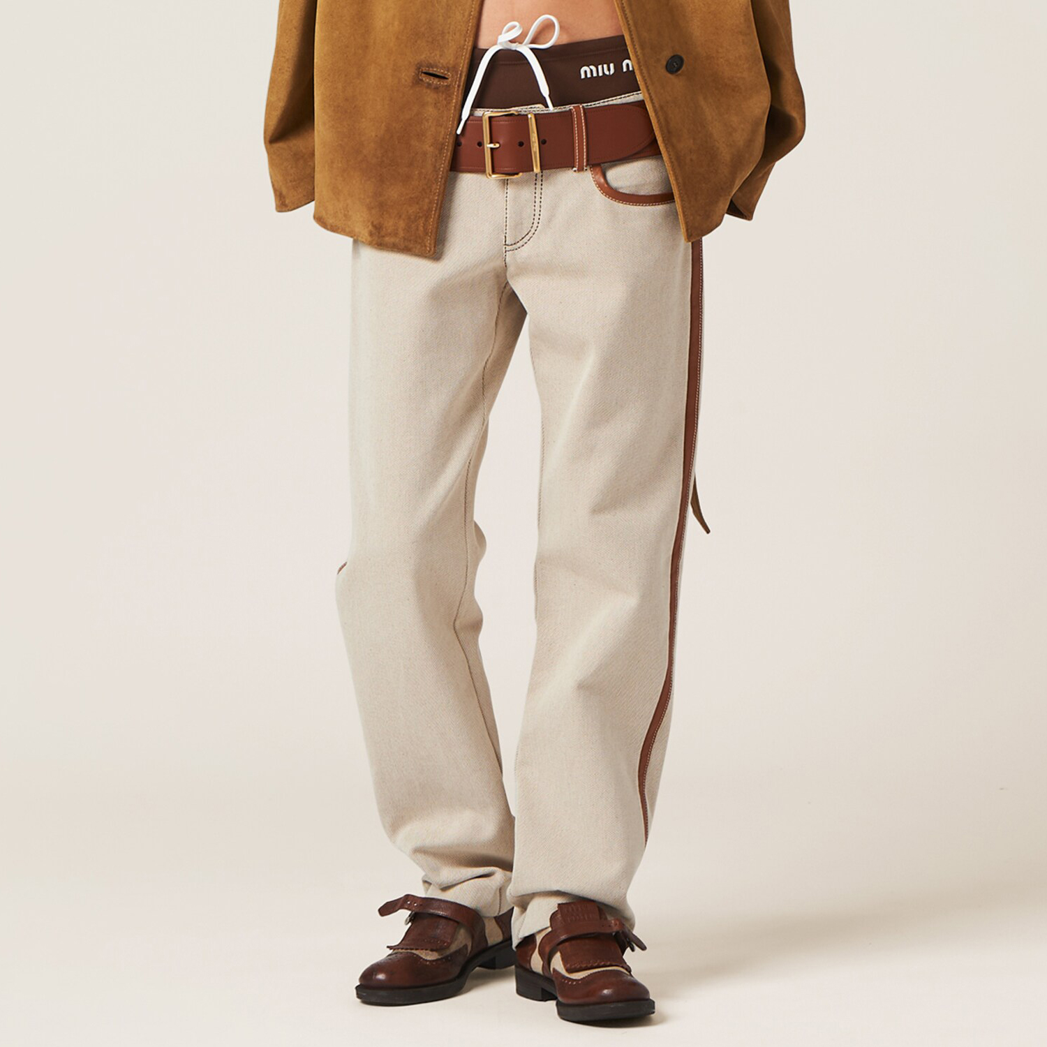 NIGO MiuMiu Women's Spring/Autumn Solid Color Embroidered Letter Print Denim Pants #nigo77543