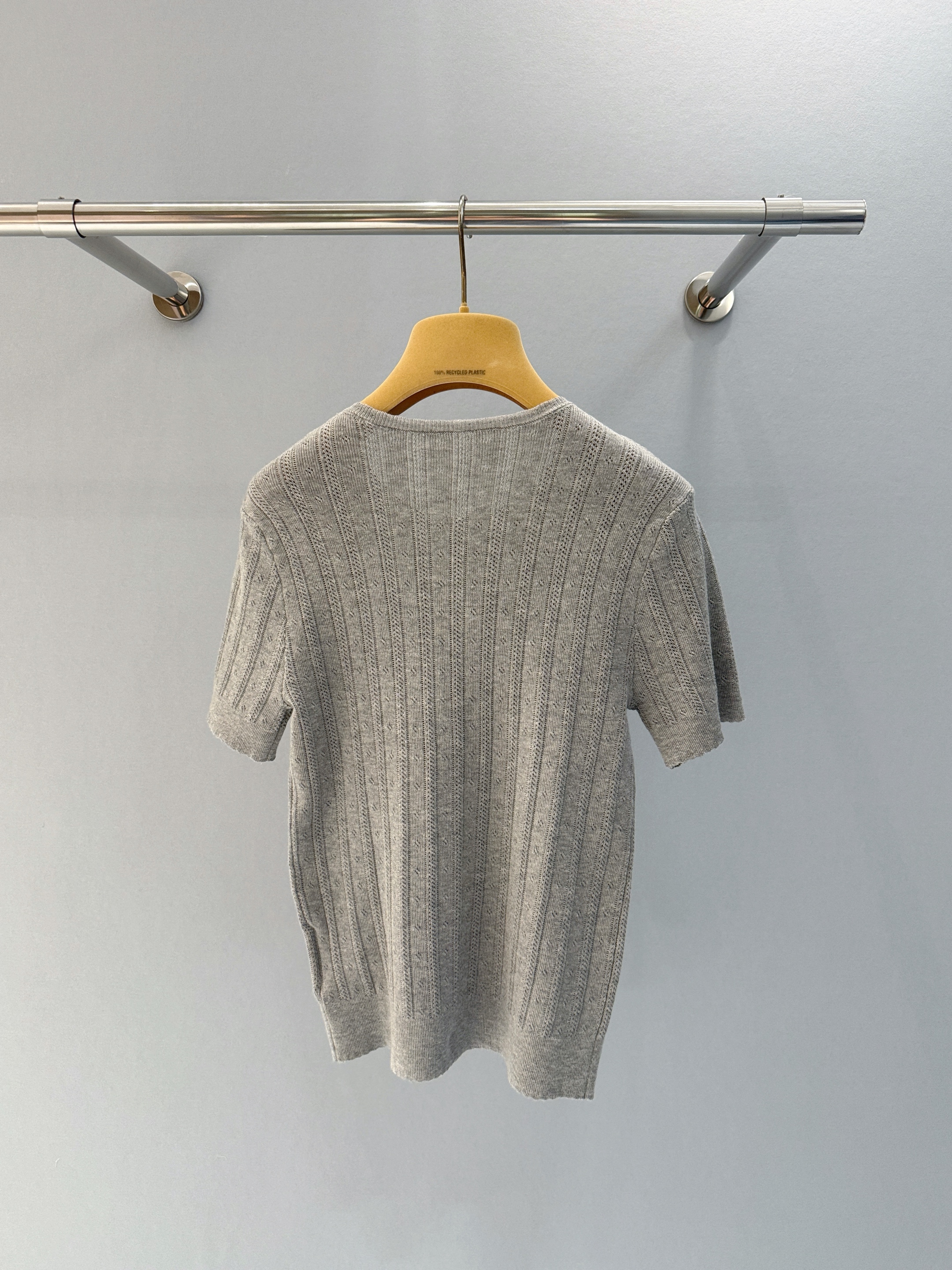 NIGO MiuMiu Women's Summer Solid Color Letter Print Knitted Round Neck Short Sleeve T-Shirt #nigo77544