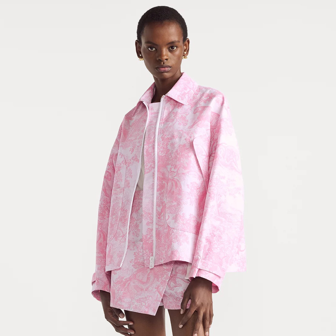 NIGO Dior Women's Spring/Autumn Pink Animal Print Zipper Long Sleeve Loose Jacket #nigo77547